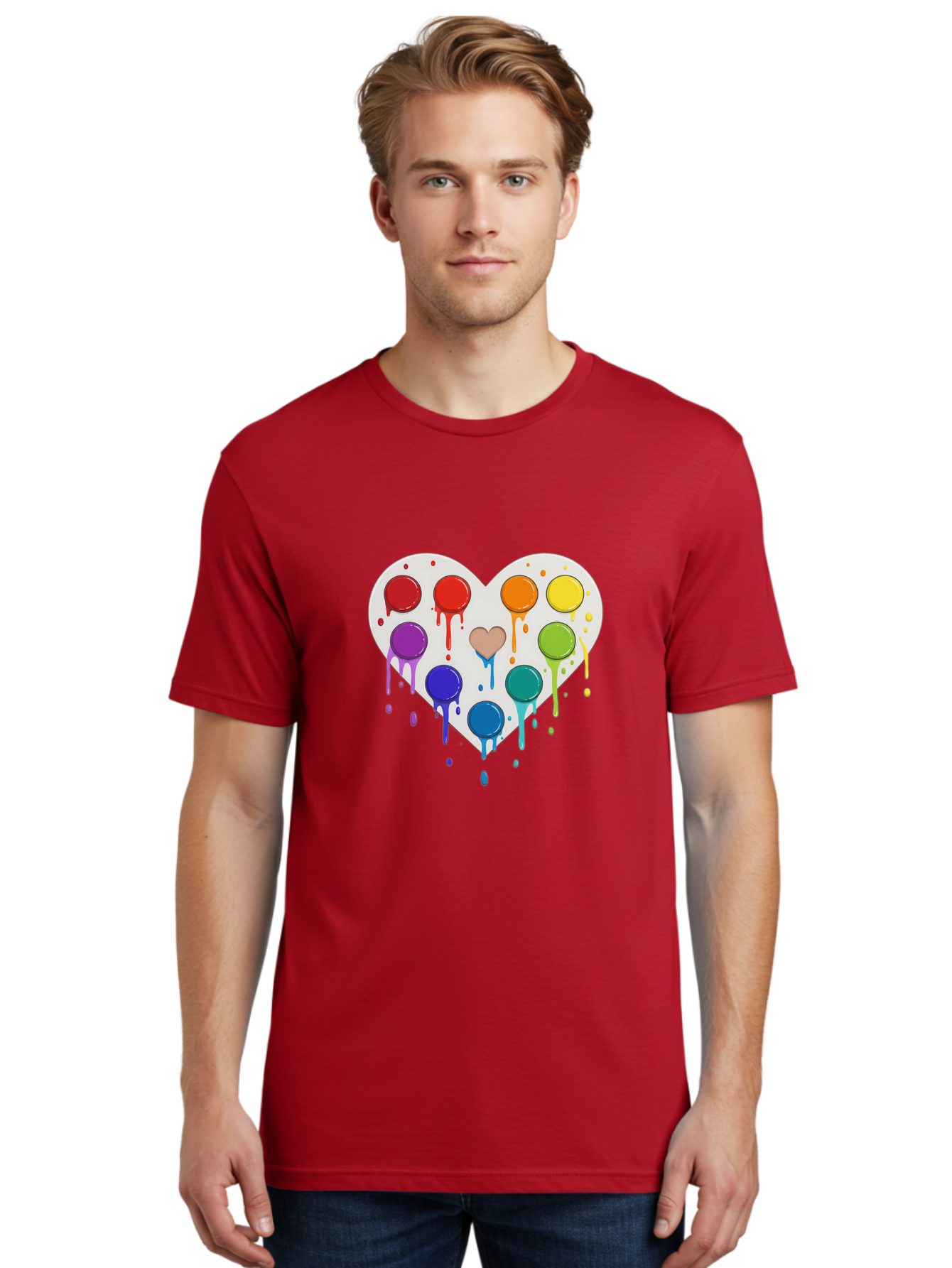 Heart-Paint-Palette Men'S Graphic Tee, 100% Cotton, Comfortable Casual Summer Wear, Machine Washable, Vintage Camera, Old Camera, Antique Camera, Black Camera, Classic Photography, Photography Equipment, Nostalgic Device, Film Camera, Baj490