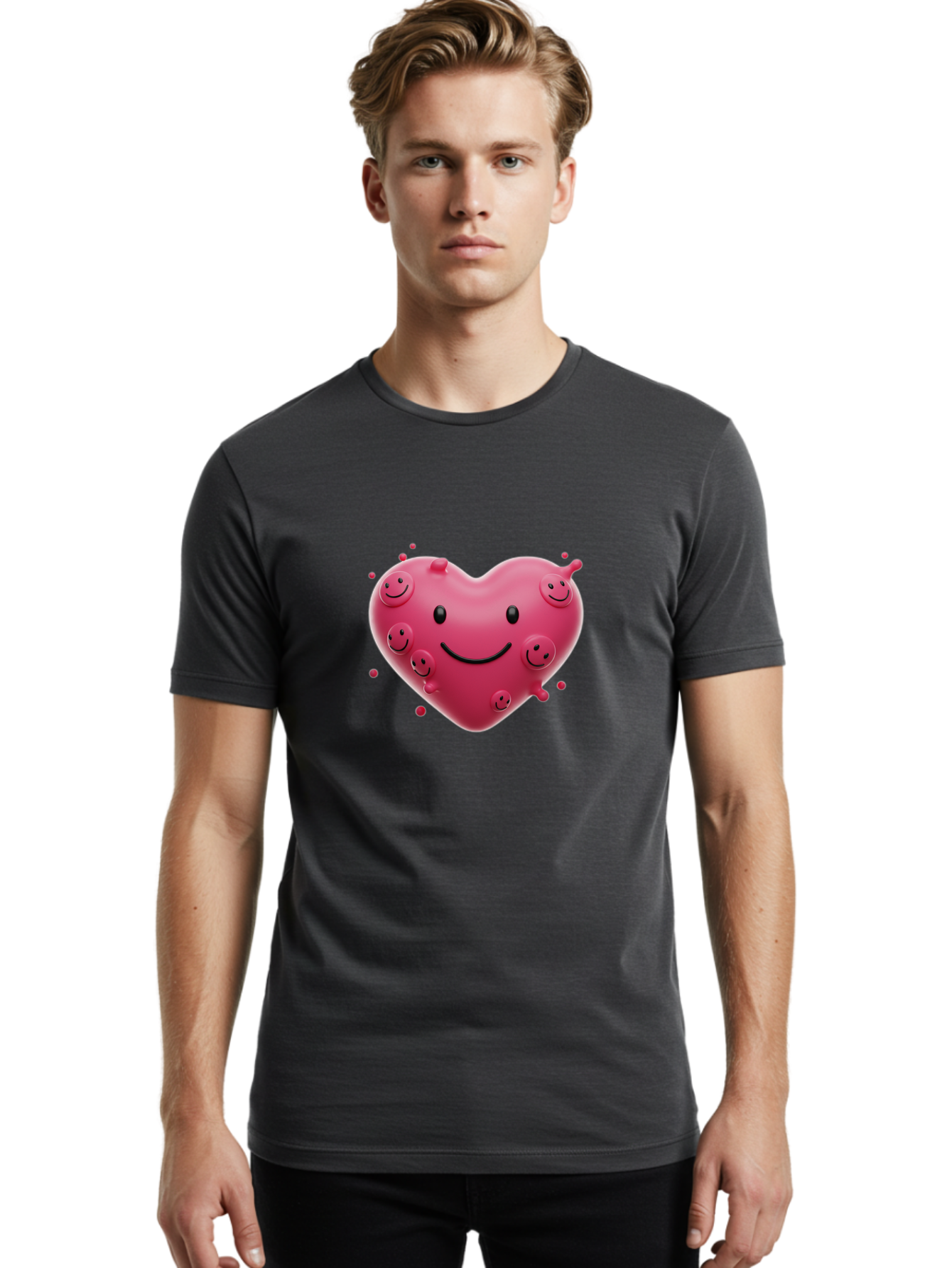 Heart-Smiley-Face Men'S Graphic Tee, 100% Cotton, Comfortable Casual Summer Wear, Machine Washable, Vintage Camera, Old Camera, Antique Camera, Black Camera, Classic Photography, Photography Equipment, Nostalgic Device, Film Camera, Camera Art Baj492