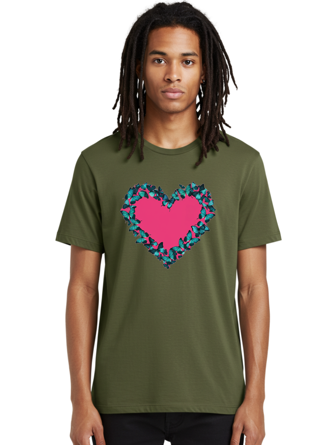 Heart-Surrounded-By-Butterflies Men'S Graphic Tee, 100% Cotton, Comfortable Casual Summer Wear, Machine Washable, Vintage Camera, Old Camera, Antique Camera, Black Camera, Classic Photography, Photography Equipment, Nostalgic Device, Baj494