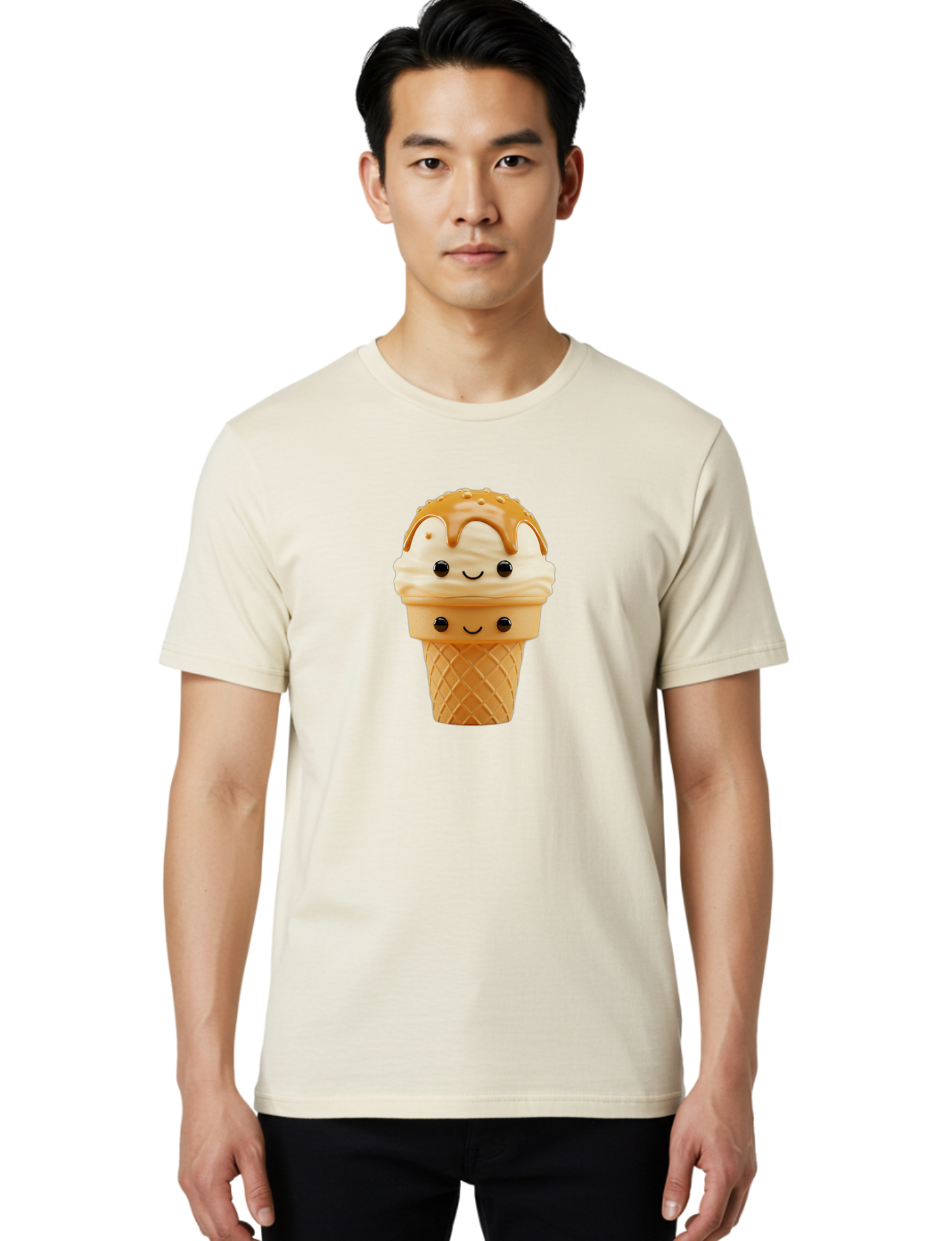 Ice-Cream-Cone-Character Men'S Graphic Tee, 100% Cotton, Comfortable Casual Summer Wear, Machine Washable, Vintage Camera, Old Camera, Antique Camera, Black Camera, Classic Photography, Photography Equipment, Nostalgic Device, Film Camera, Baj502