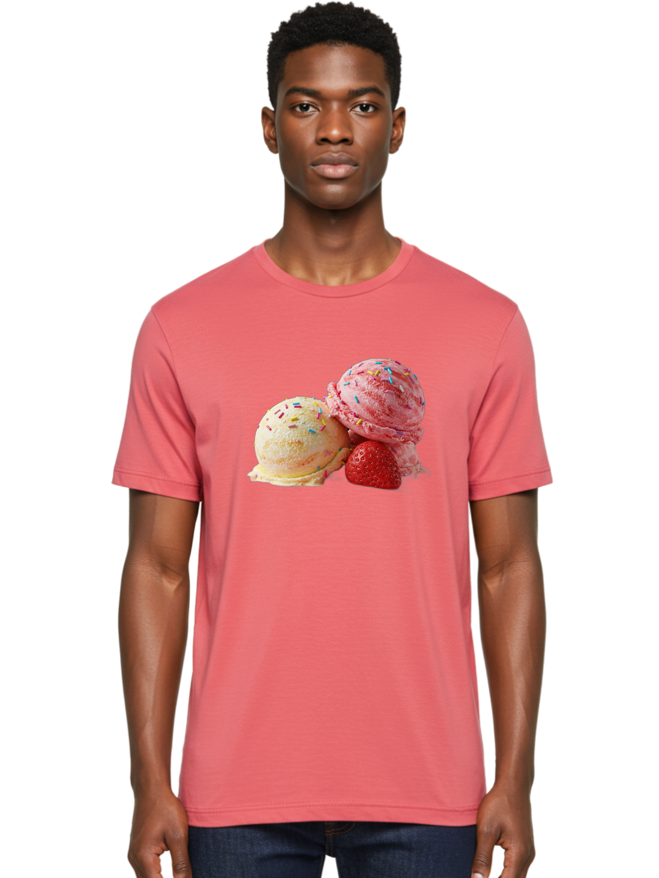 Ice-Cream-Scoops-With-Sprinkles Men'S Graphic Tee, 100% Cotton, Comfortable Casual Summer Wear, Machine Washable, Vintage Camera, Old Camera, Antique Camera, Black Camera, Classic Photography, Photography Equipment, Nostalgic Device, Baj510