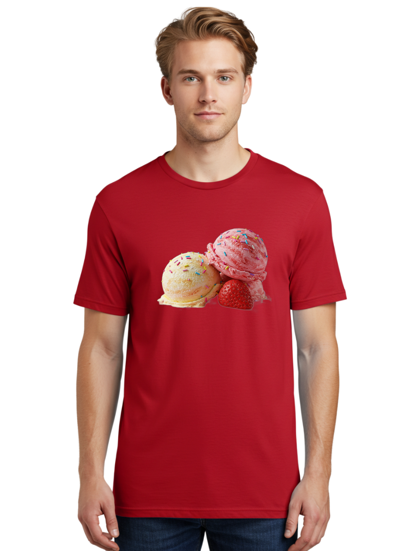 Ice-Cream-Scoops-With-Sprinkles Men'S Graphic Tee, 100% Cotton, Comfortable Casual Summer Wear, Machine Washable, Vintage Camera, Old Camera, Antique Camera, Black Camera, Classic Photography, Photography Equipment, Nostalgic Device, Baj510