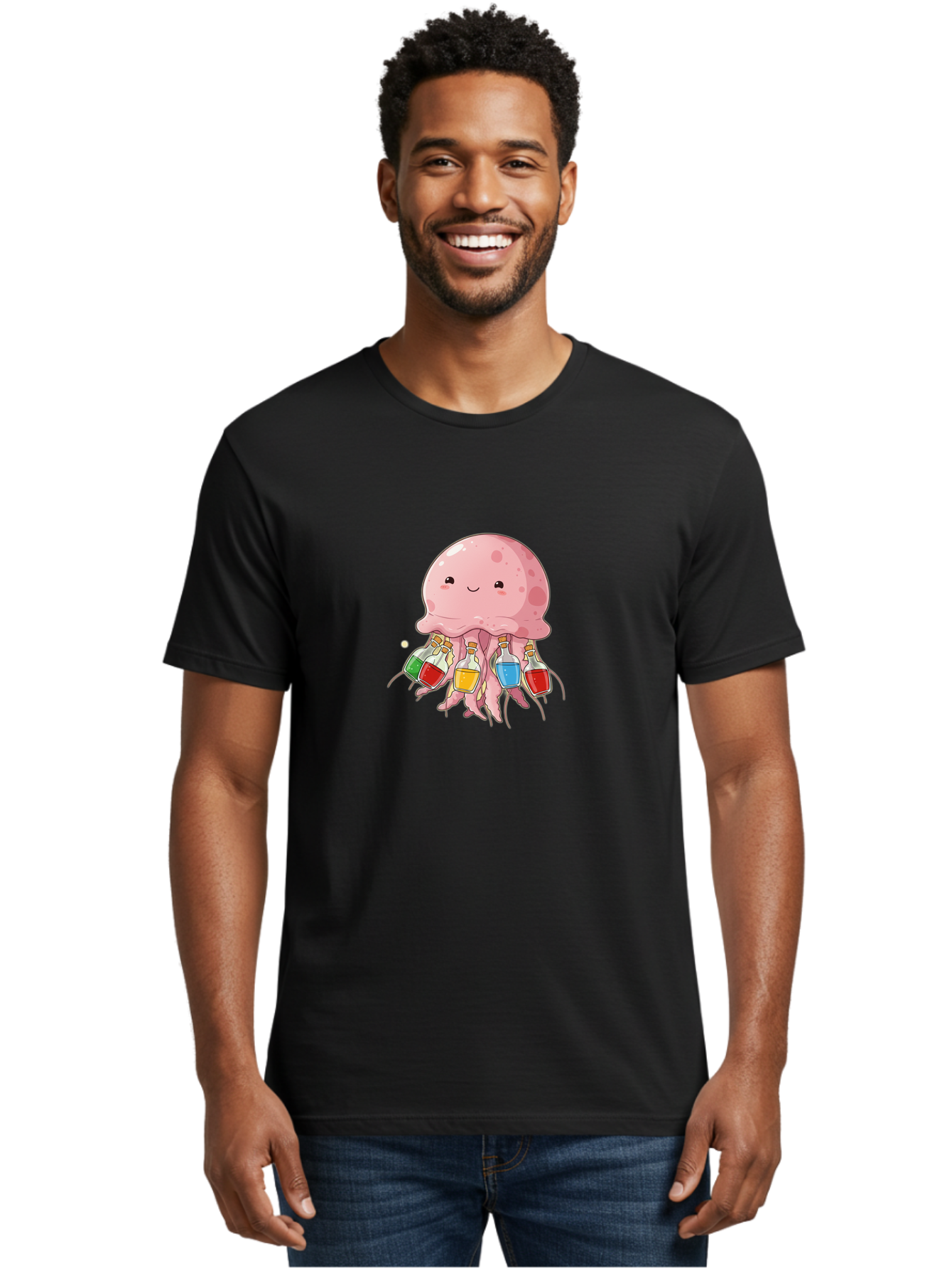 Jellyfish-With-Potion-Bottles Men'S Graphic Tee, 100% Cotton, Comfortable Casual Summer Wear, Machine Washable, Vintage Camera, Old Camera, Antique Camera, Black Camera, Classic Photography, Photography Equipment, Nostalgic Device, Baj528