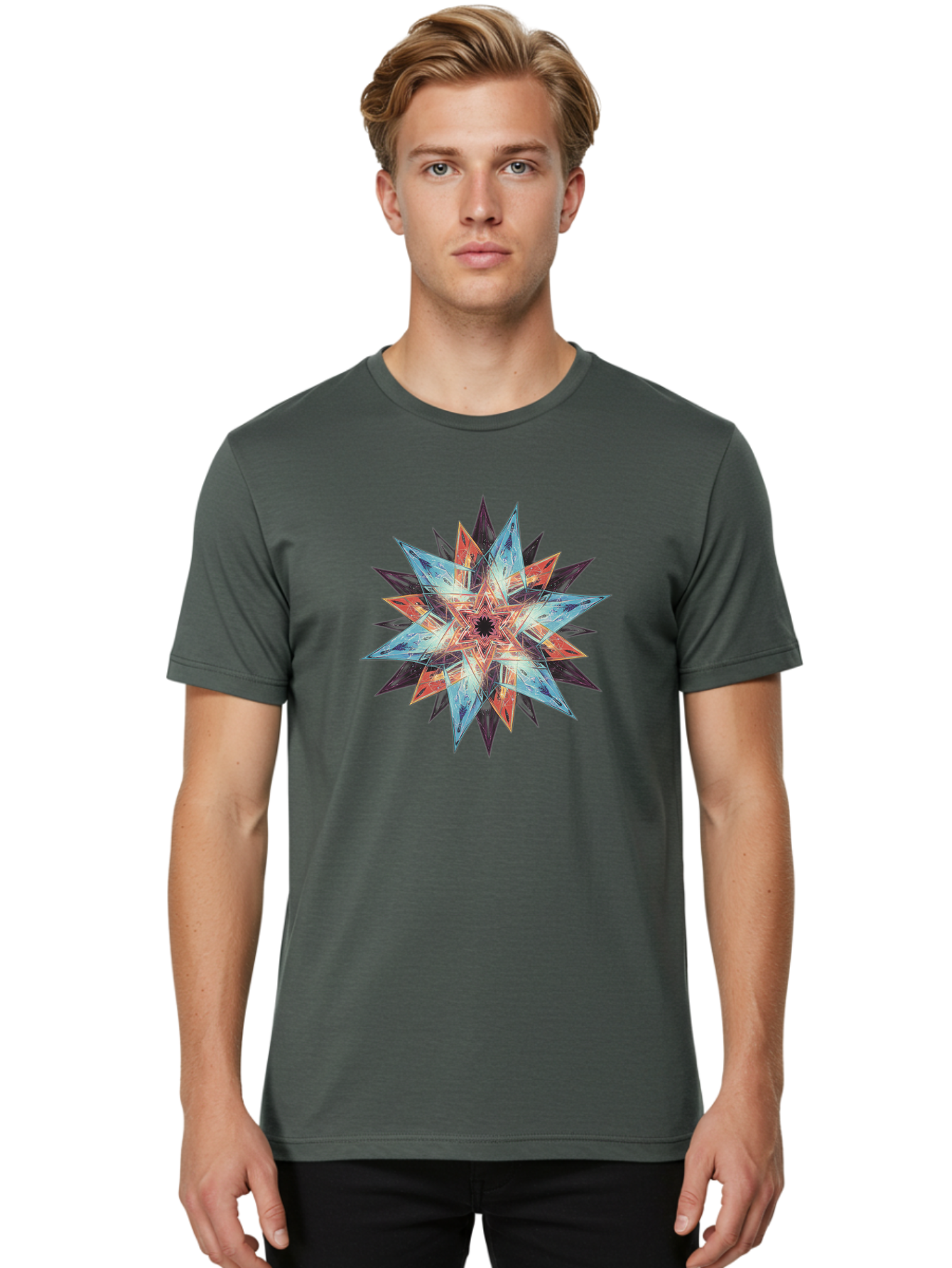 Kaleidoscope-Star Men'S Graphic Tee, 100% Cotton, Comfortable Casual Summer Wear, Machine Washable, Vintage Camera, Old Camera, Antique Camera, Black Camera, Classic Photography, Photography Equipment, Nostalgic Device, Film Camera, Camera Art Baj530