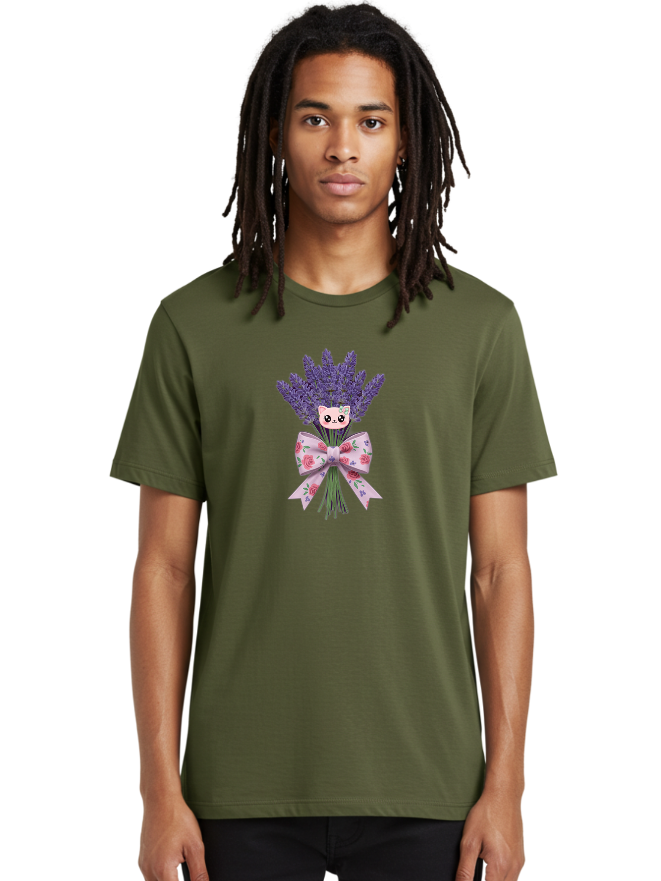 Lavender-Bouquet-With-Cat-Face Men'S Graphic Tee, 100% Cotton, Comfortable Casual Summer Wear, Machine Washable, Vintage Camera, Old Camera, Antique Camera, Black Camera, Classic Photography, Photography Equipment, Nostalgic Device, Baj559