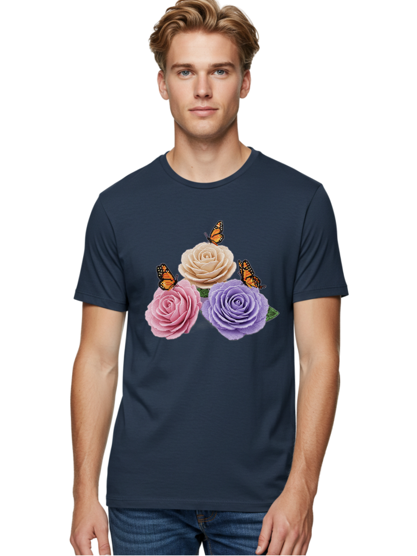 Monarch-Butterflies-Roses Men'S Graphic Tee, 100% Cotton, Comfortable Casual Summer Wear, Machine Washable, Vintage Camera, Old Camera, Antique Camera, Black Camera, Classic Photography, Photography Equipment, Nostalgic Device, Film Camera, Baj594