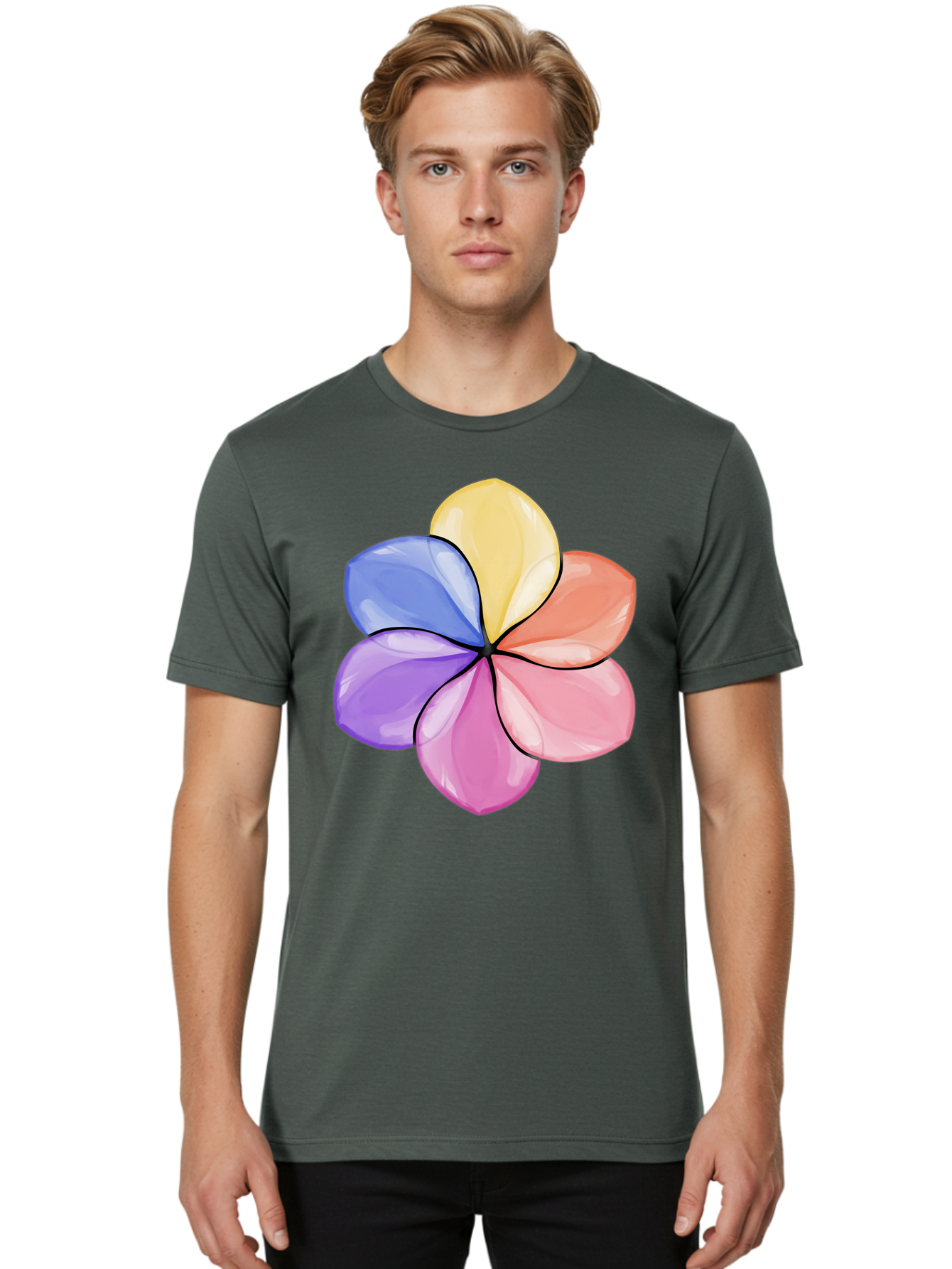 Multicolored-Flower Men'S Graphic Tee, 100% Cotton, Comfortable Casual Summer Wear, Machine Washable, Vintage Camera, Old Camera, Antique Camera, Black Camera, Classic Photography, Photography Equipment, Nostalgic Device, Film Camera, Baj595