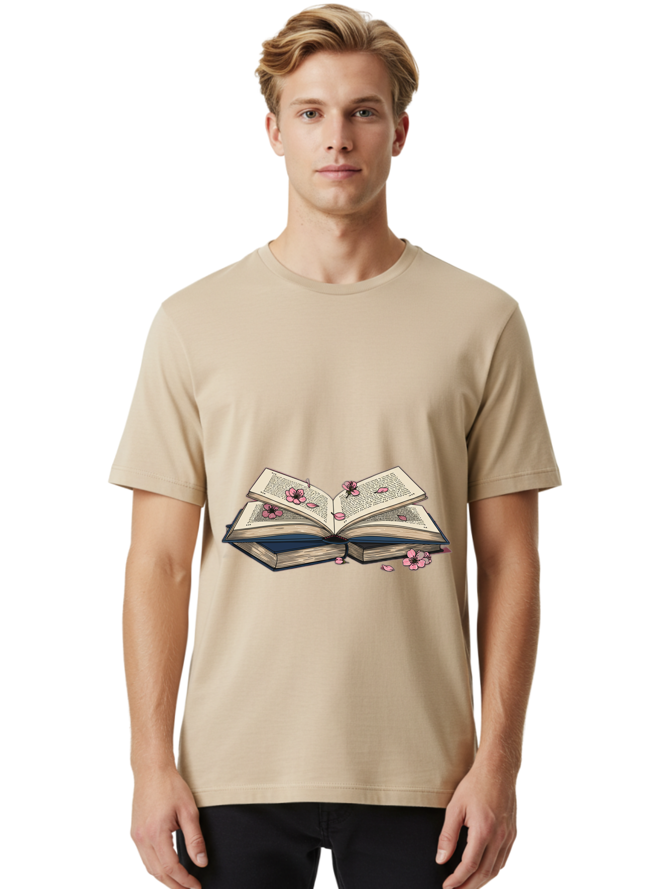Open-Book-With-Flowers Men'S Graphic Tee, 100% Cotton, Comfortable Casual Summer Wear, Machine Washable, Vintage Camera, Old Camera, Antique Camera, Black Camera, Classic Photography, Photography Equipment, Nostalgic Device, Film Camera, Baj600