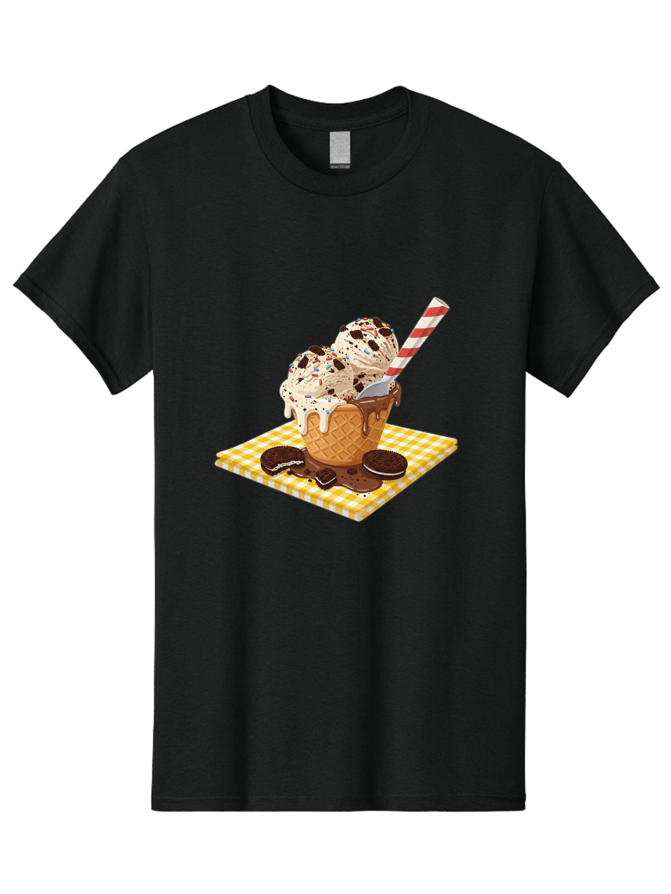 Oreo-Ice-Cream Men'S Graphic Tee, 100% Cotton, Comfortable Casual Summer Wear, Machine Washable, Vintage Camera, Old Camera, Antique Camera, Black Camera, Classic Photography, Photography Equipment, Nostalgic Device, Film Camera, Camera Art Baj605
