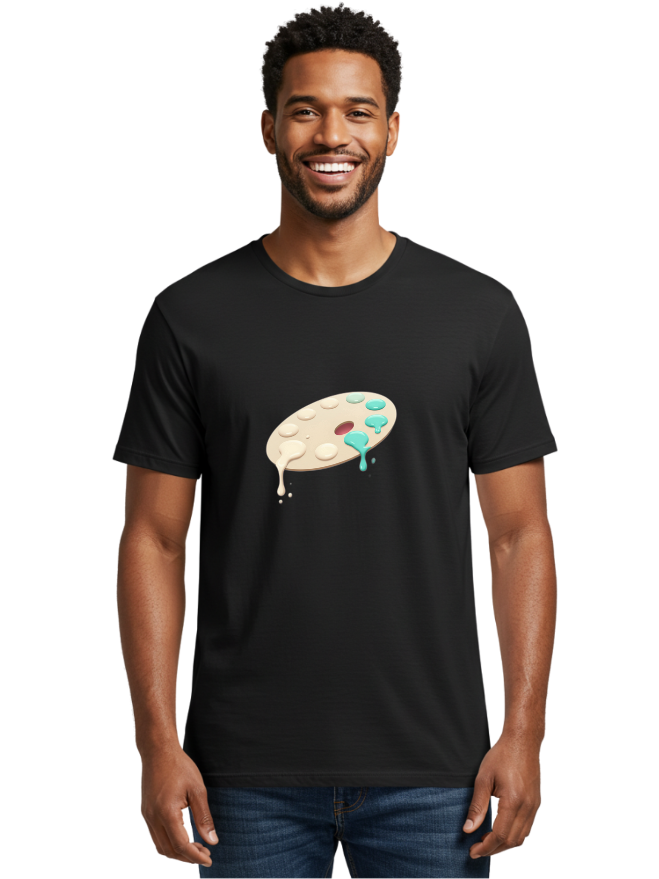 Paint-Palette-1 Men'S Graphic Tee, 100% Cotton, Comfortable Casual Summer Wear, Machine Washable, Vintage Camera, Old Camera, Antique Camera, Black Camera, Classic Photography, Photography Equipment, Nostalgic Device, Film Camera, Camera Art Baj606