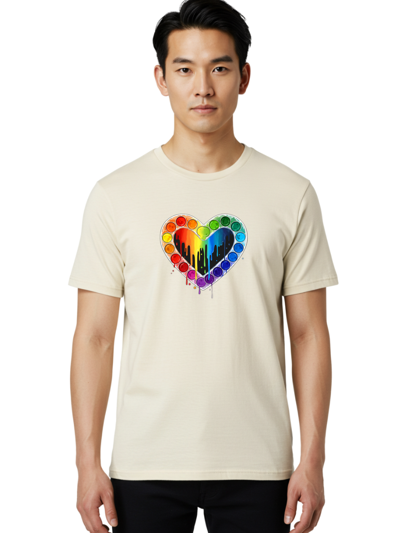 Paint-Palette-Heart Men'S Graphic Tee, 100% Cotton, Comfortable Casual Summer Wear, Machine Washable, Vintage Camera, Old Camera, Antique Camera, Black Camera, Classic Photography, Photography Equipment, Nostalgic Device, Film Camera, Baj607