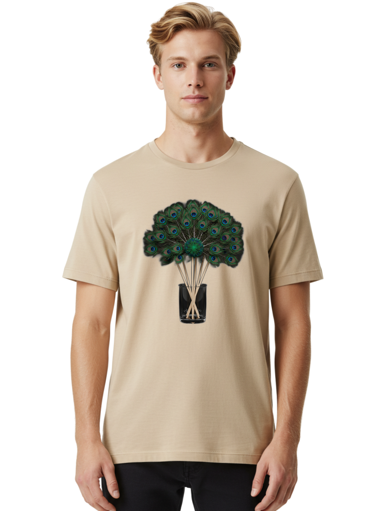 Peacock-Feathers-In-Vase Men'S Graphic Tee, 100% Cotton, Comfortable Casual Summer Wear, Machine Washable, Vintage Camera, Old Camera, Antique Camera, Black Camera, Classic Photography, Photography Equipment, Nostalgic Device, Film Camera, Baj631