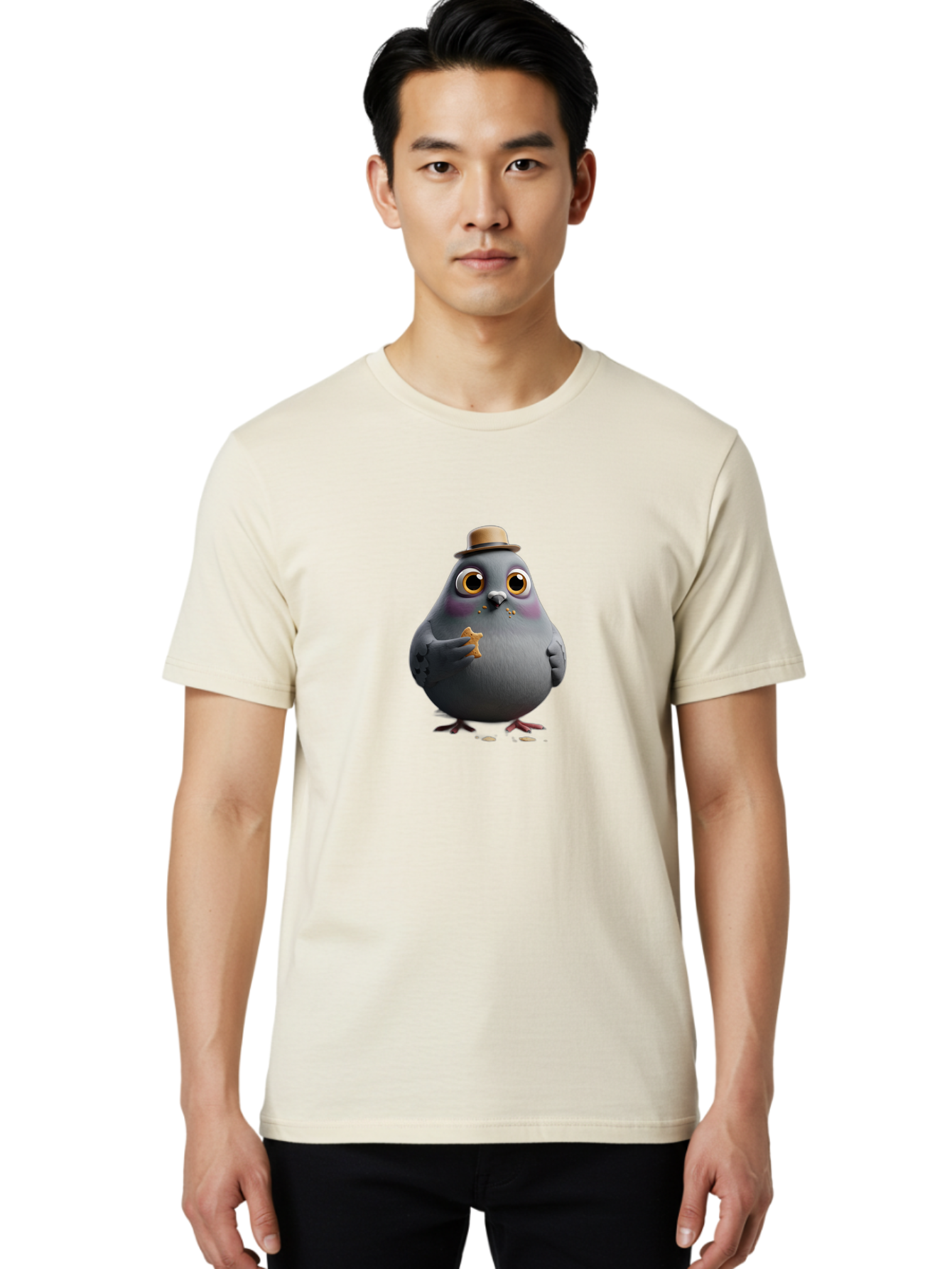 Pigeon-With-Hat Men'S Graphic Tee, 100% Cotton, Comfortable Casual Summer Wear, Machine Washable, Vintage Camera, Old Camera, Antique Camera, Black Camera, Classic Photography, Photography Equipment, Nostalgic Device, Film Camera, Camera Art Baj644