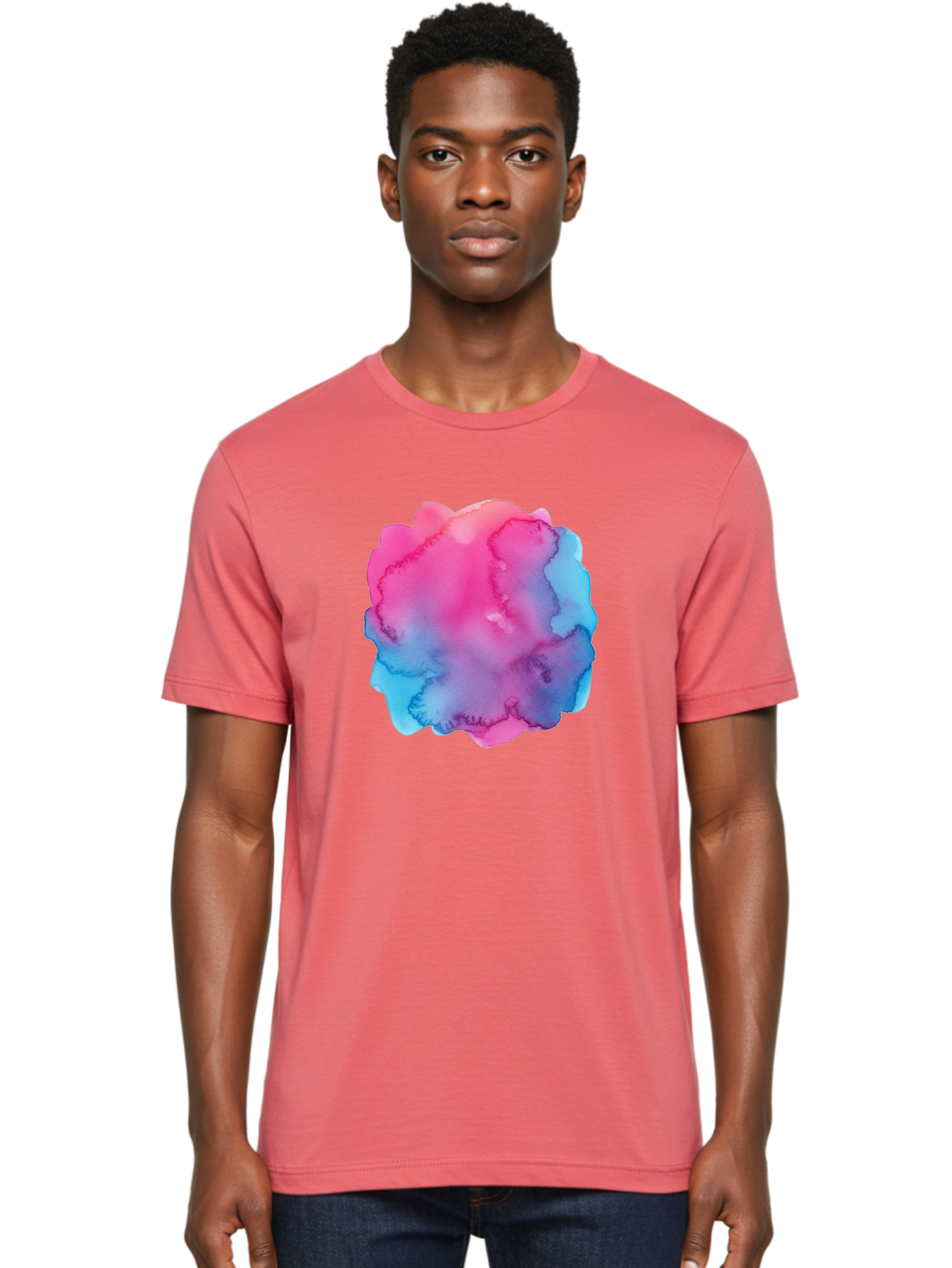 Pink-Blue-Watercolor-Splash Men'S Graphic Tee, 100% Cotton, Comfortable Casual Summer Wear, Machine Washable, Vintage Camera, Old Camera, Antique Camera, Black Camera, Classic Photography, Photography Equipment, Nostalgic Device, Film Camera, Baj658