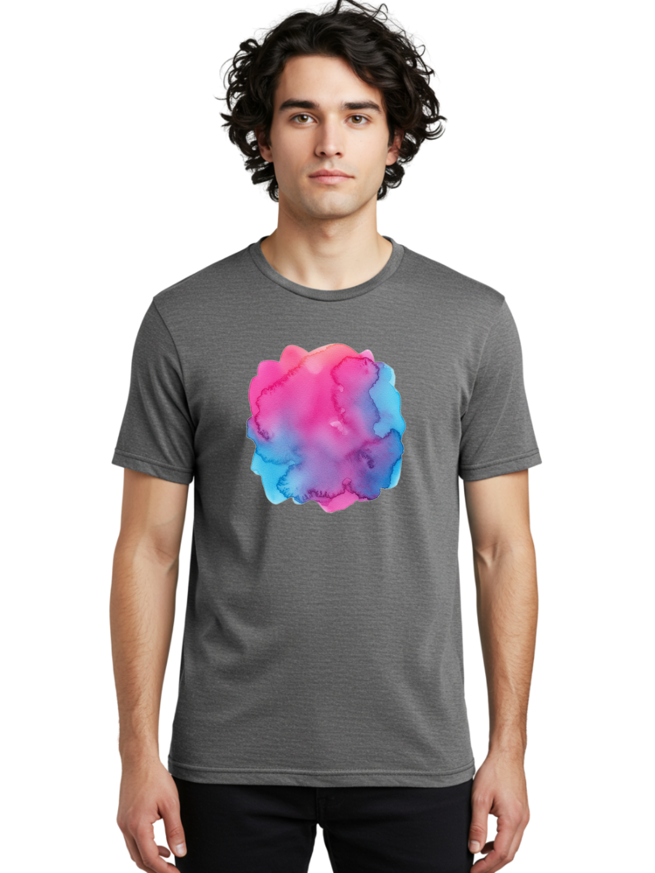 Pink-Blue-Watercolor-Splash Men'S Graphic Tee, 100% Cotton, Comfortable Casual Summer Wear, Machine Washable, Vintage Camera, Old Camera, Antique Camera, Black Camera, Classic Photography, Photography Equipment, Nostalgic Device, Film Camera, Baj658