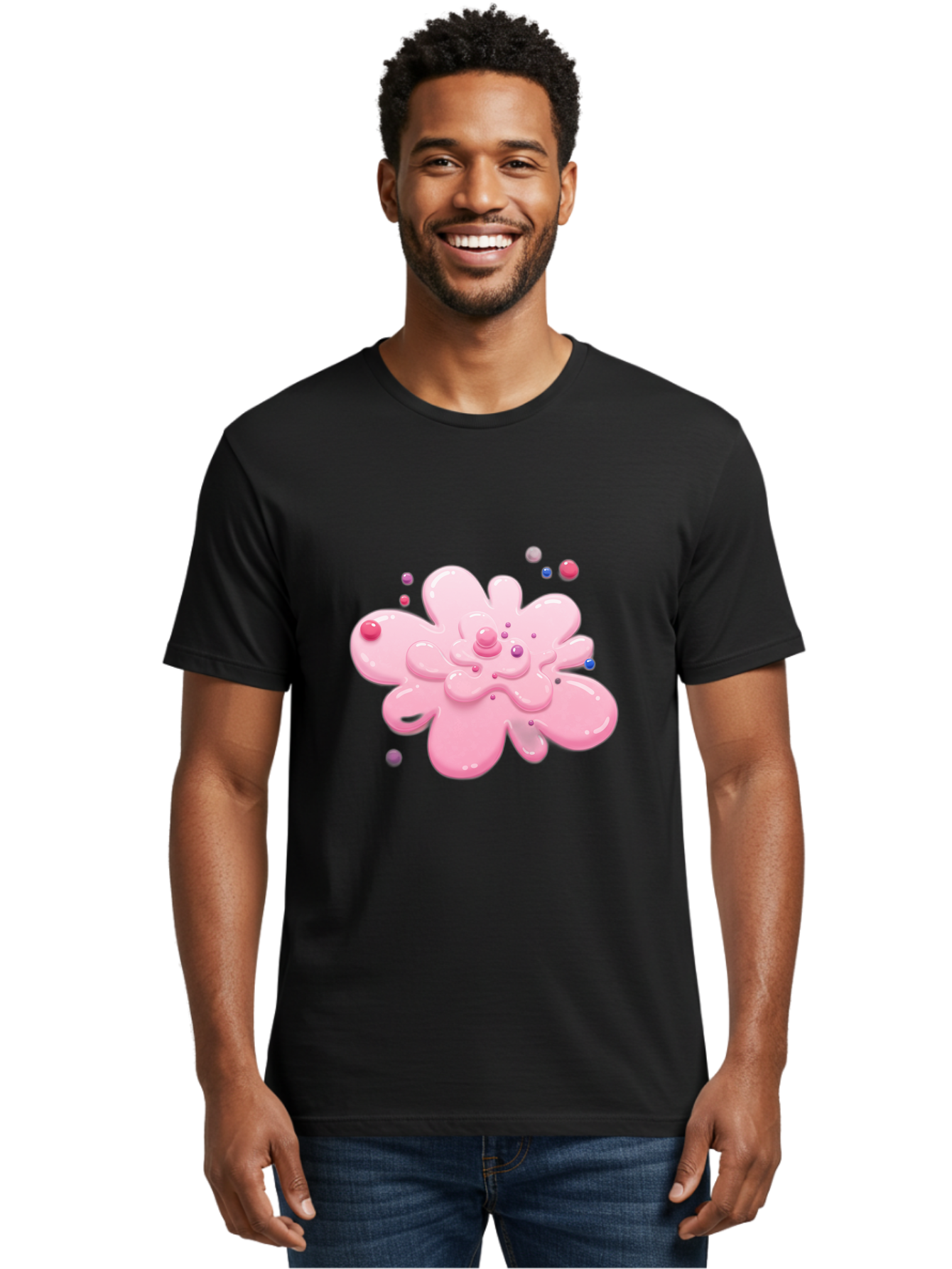 Pink-Droplet-Flower Men'S Graphic Tee, 100% Cotton, Comfortable Casual Summer Wear, Machine Washable, Vintage Camera, Old Camera, Antique Camera, Black Camera, Classic Photography, Photography Equipment, Nostalgic Device, Film Camera, Baj668
