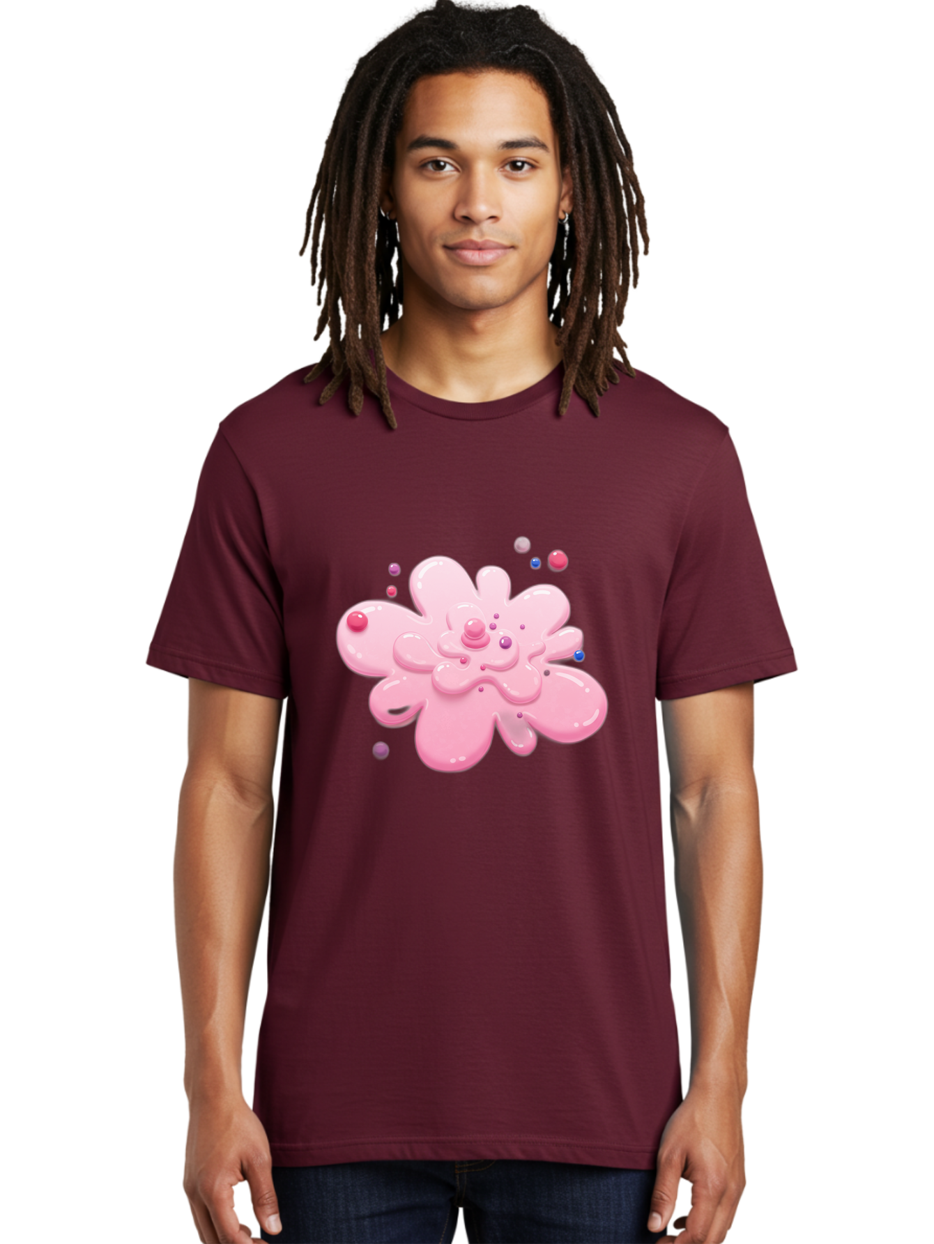 Pink-Droplet-Flower Men'S Graphic Tee, 100% Cotton, Comfortable Casual Summer Wear, Machine Washable, Vintage Camera, Old Camera, Antique Camera, Black Camera, Classic Photography, Photography Equipment, Nostalgic Device, Film Camera, Baj668