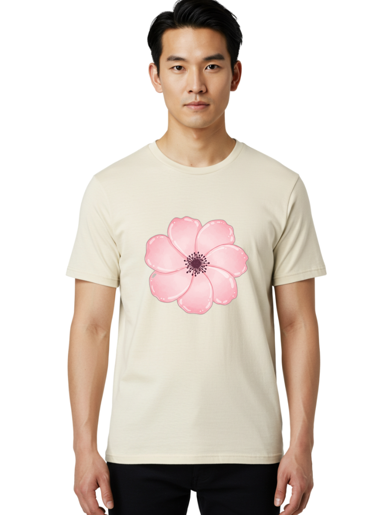 Pink-Flower Men'S Graphic Tee, 100% Cotton, Comfortable Casual Summer Wear, Machine Washable, Vintage Camera, Old Camera, Antique Camera, Black Camera, Classic Photography, Photography Equipment, Nostalgic Device, Film Camera, Camera Art Baj670