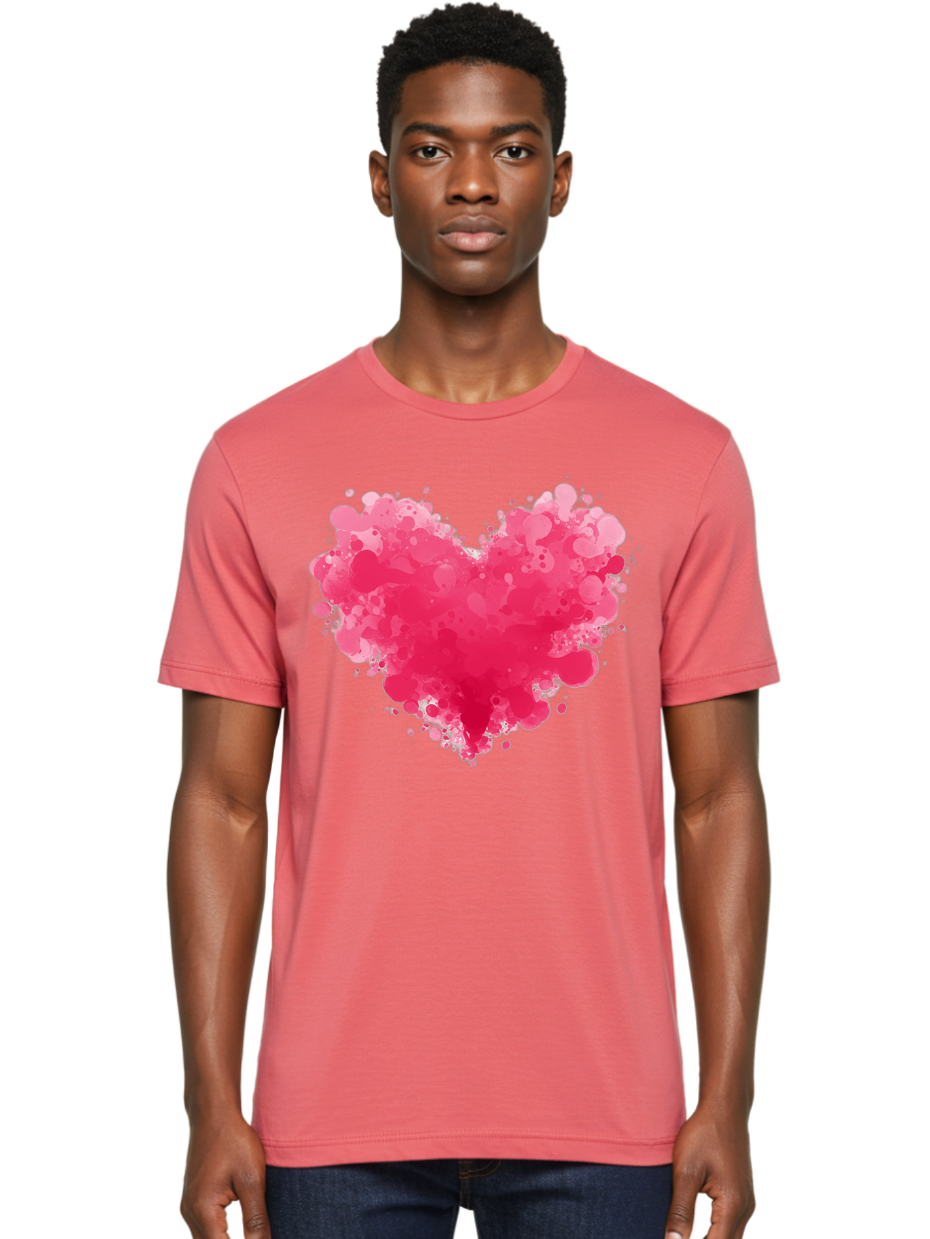 Pink-Heart-Splatter Men'S Graphic Tee, 100% Cotton, Comfortable Casual Summer Wear, Machine Washable, Vintage Camera, Old Camera, Antique Camera, Black Camera, Classic Photography, Photography Equipment, Nostalgic Device, Film Camera, Baj683