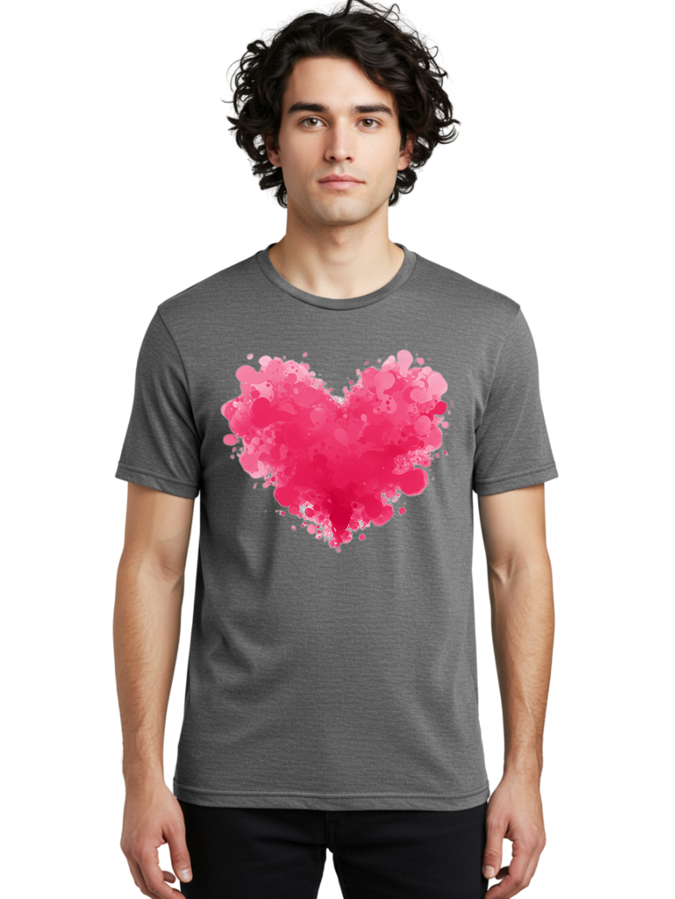 Pink-Heart-Splatter Men'S Graphic Tee, 100% Cotton, Comfortable Casual Summer Wear, Machine Washable, Vintage Camera, Old Camera, Antique Camera, Black Camera, Classic Photography, Photography Equipment, Nostalgic Device, Film Camera, Baj683