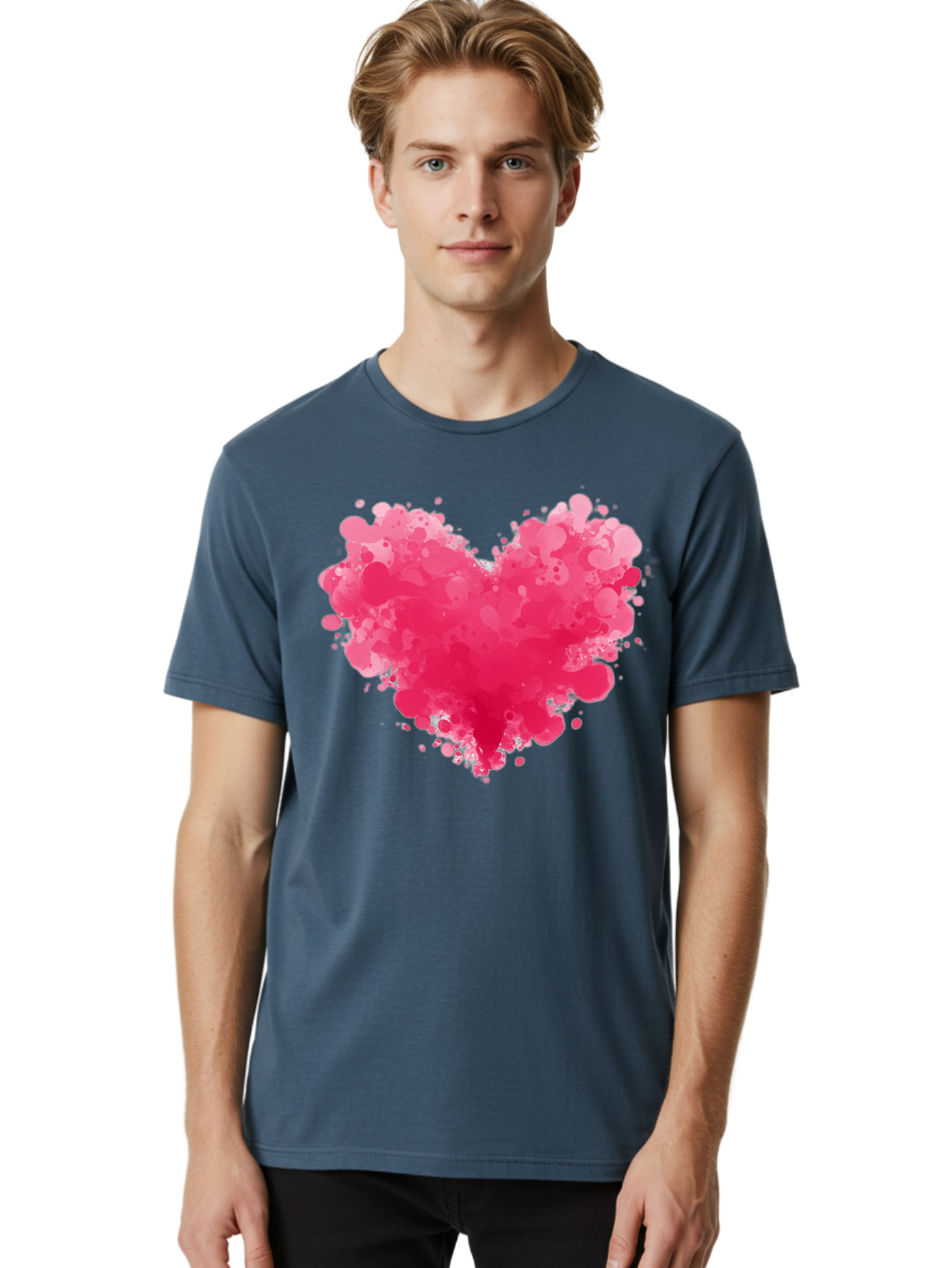 Pink-Heart-Splatter Men'S Graphic Tee, 100% Cotton, Comfortable Casual Summer Wear, Machine Washable, Vintage Camera, Old Camera, Antique Camera, Black Camera, Classic Photography, Photography Equipment, Nostalgic Device, Film Camera, Baj683