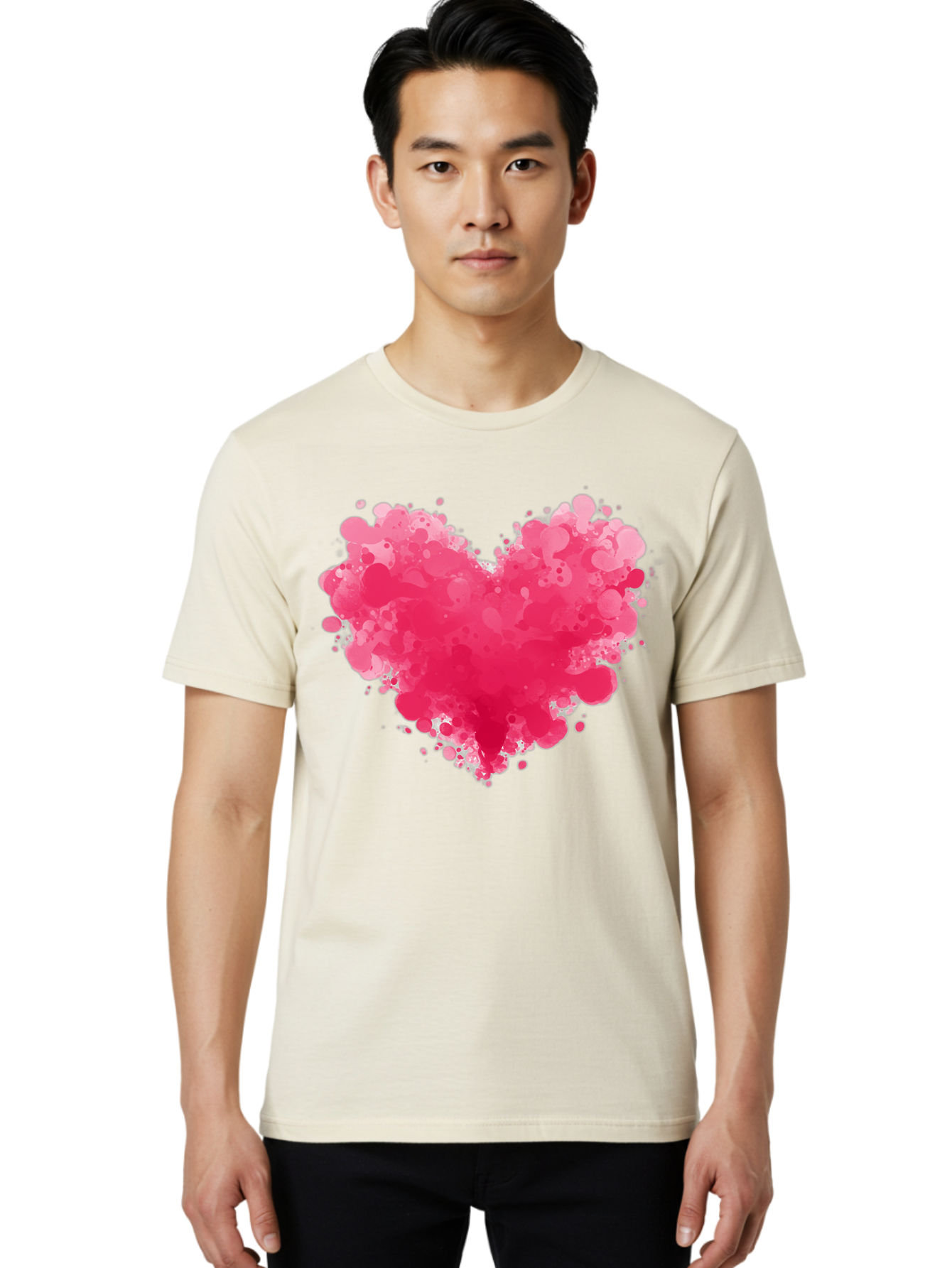Pink-Heart-Splatter Men'S Graphic Tee, 100% Cotton, Comfortable Casual Summer Wear, Machine Washable, Vintage Camera, Old Camera, Antique Camera, Black Camera, Classic Photography, Photography Equipment, Nostalgic Device, Film Camera, Baj683