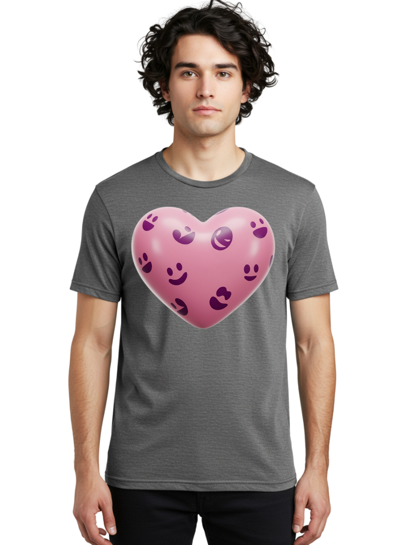 Pink-Heart-With-Purple-Emoji-Faces Men'S Graphic Tee, 100% Cotton, Comfortable Casual Summer Wear, Machine Washable, Vintage Camera, Old Camera, Antique Camera, Black Camera, Classic Photography, Photography Equipment, Nostalgic Device, Baj684