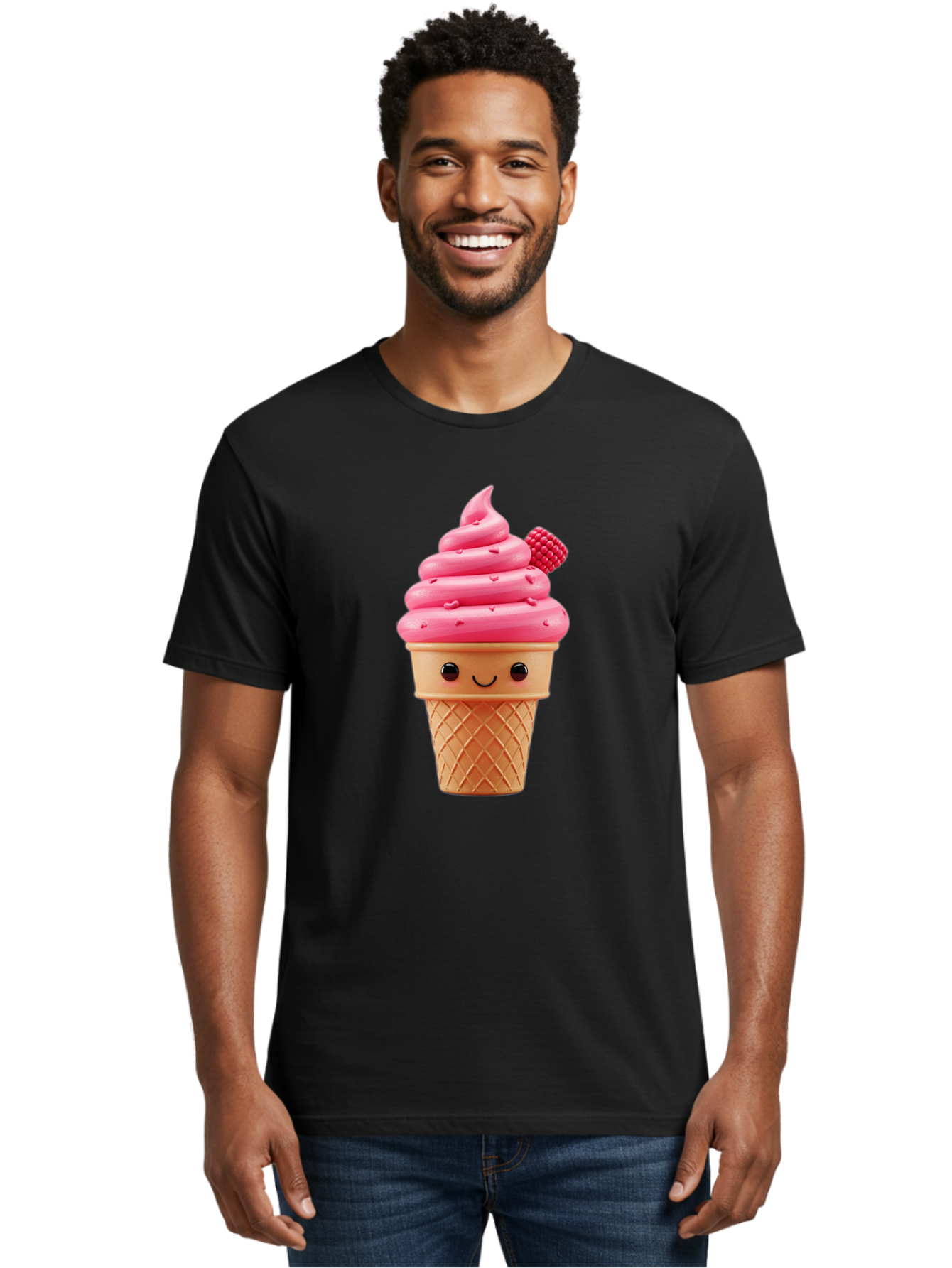 Pink-Ice-Cream-Cone-1 Men'S Graphic Tee, 100% Cotton, Comfortable Casual Summer Wear, Machine Washable, Vintage Camera, Old Camera, Antique Camera, Black Camera, Classic Photography, Photography Equipment, Nostalgic Device, Film Camera, Baj687