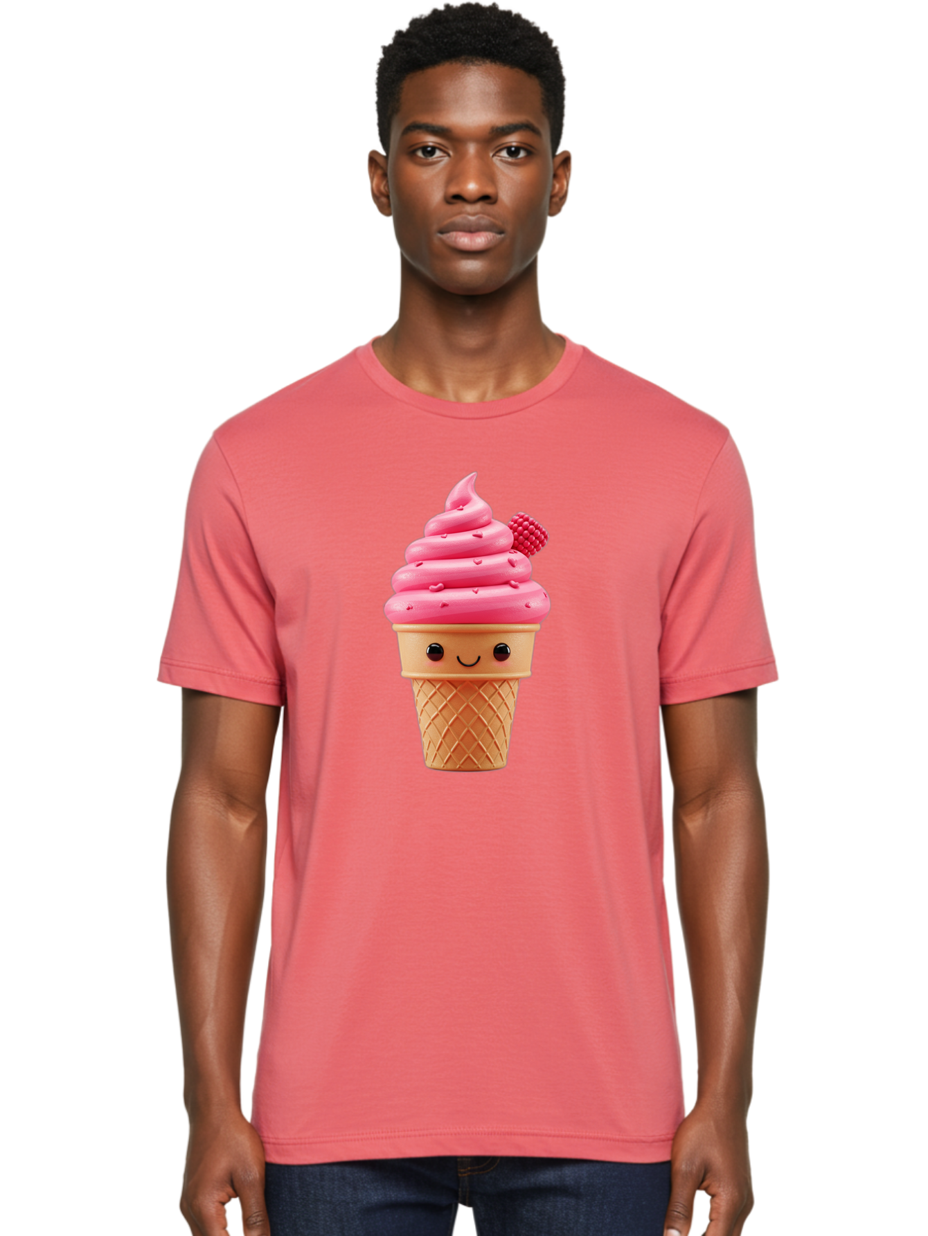 Pink-Ice-Cream-Cone-1 Men'S Graphic Tee, 100% Cotton, Comfortable Casual Summer Wear, Machine Washable, Vintage Camera, Old Camera, Antique Camera, Black Camera, Classic Photography, Photography Equipment, Nostalgic Device, Film Camera, Baj687