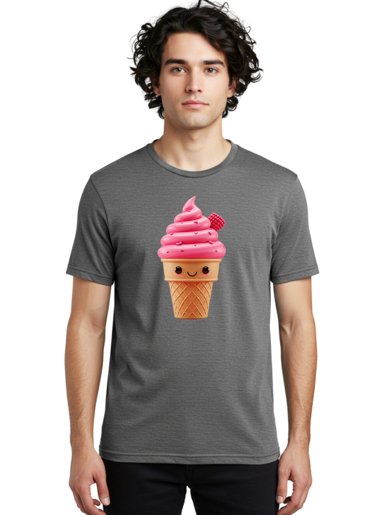 Pink-Ice-Cream-Cone-1 Men'S Graphic Tee, 100% Cotton, Comfortable Casual Summer Wear, Machine Washable, Vintage Camera, Old Camera, Antique Camera, Black Camera, Classic Photography, Photography Equipment, Nostalgic Device, Film Camera, Baj687