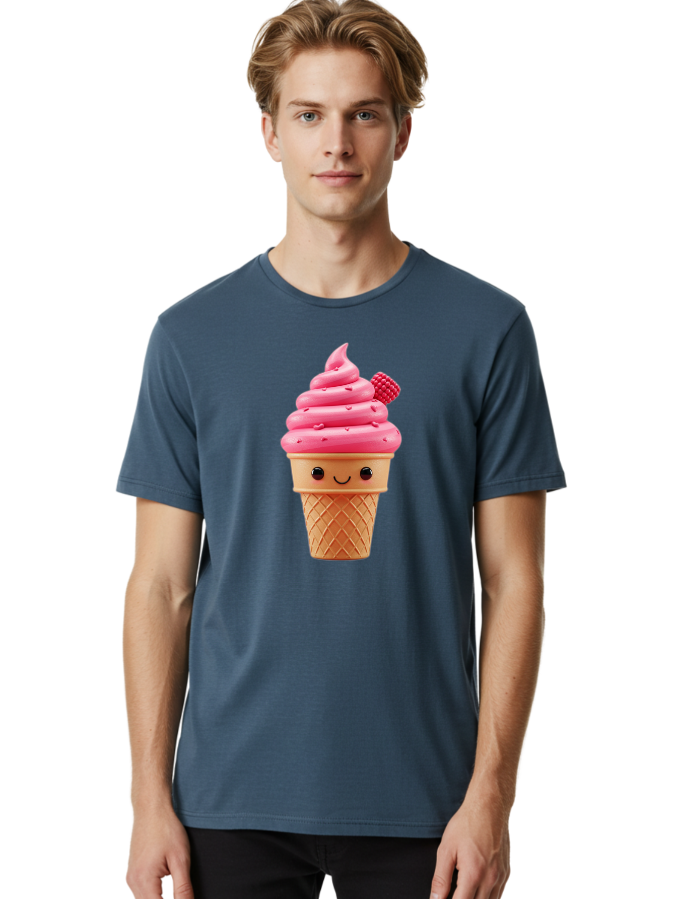 Pink-Ice-Cream-Cone-1 Men'S Graphic Tee, 100% Cotton, Comfortable Casual Summer Wear, Machine Washable, Vintage Camera, Old Camera, Antique Camera, Black Camera, Classic Photography, Photography Equipment, Nostalgic Device, Film Camera, Baj687