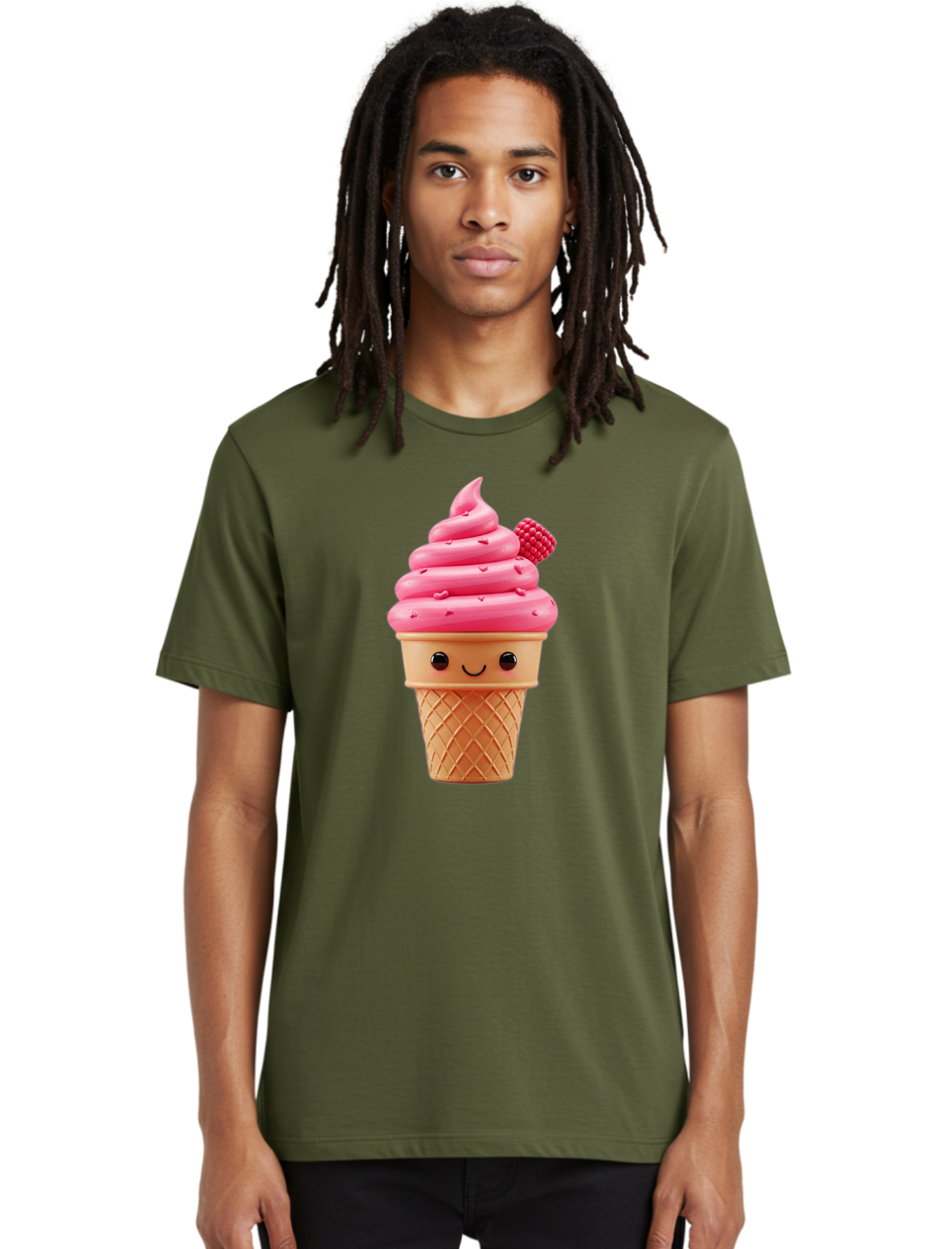 Pink-Ice-Cream-Cone-1 Men'S Graphic Tee, 100% Cotton, Comfortable Casual Summer Wear, Machine Washable, Vintage Camera, Old Camera, Antique Camera, Black Camera, Classic Photography, Photography Equipment, Nostalgic Device, Film Camera, Baj687