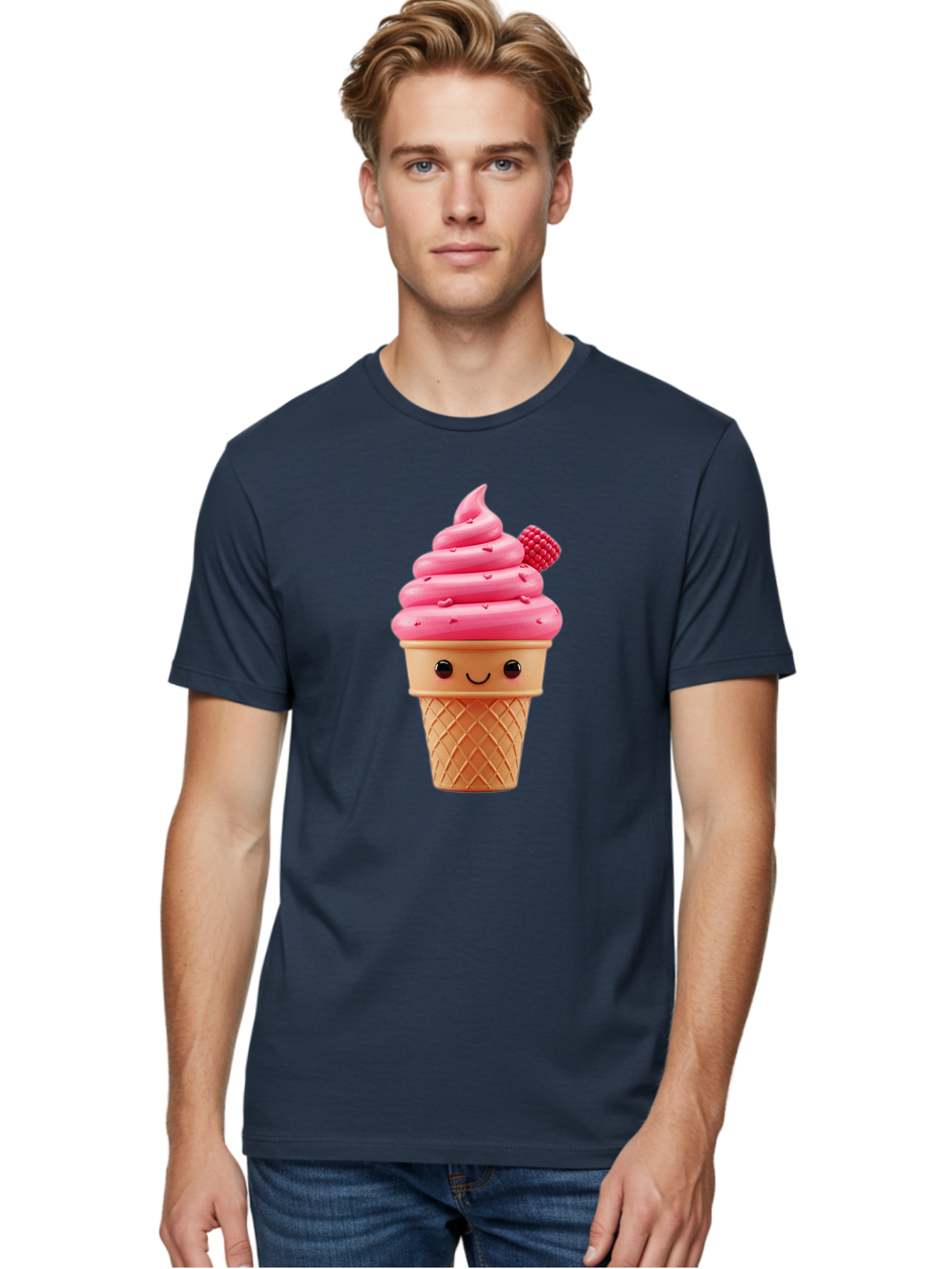 Pink-Ice-Cream-Cone-1 Men'S Graphic Tee, 100% Cotton, Comfortable Casual Summer Wear, Machine Washable, Vintage Camera, Old Camera, Antique Camera, Black Camera, Classic Photography, Photography Equipment, Nostalgic Device, Film Camera, Baj687
