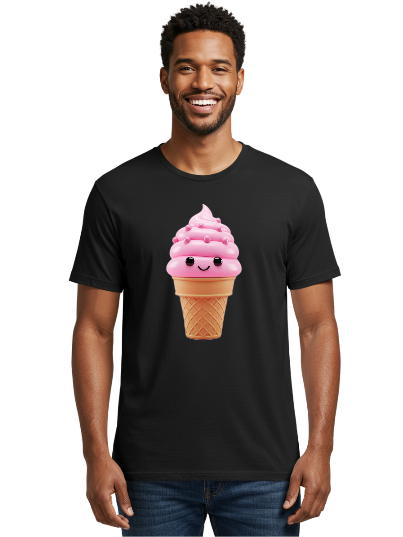 Pink-Ice-Cream-Cone Men'S Graphic Tee, 100% Cotton, Comfortable Casual Summer Wear, Machine Washable, Vintage Camera, Old Camera, Antique Camera, Black Camera, Classic Photography, Photography Equipment, Nostalgic Device, Film Camera, Baj688
