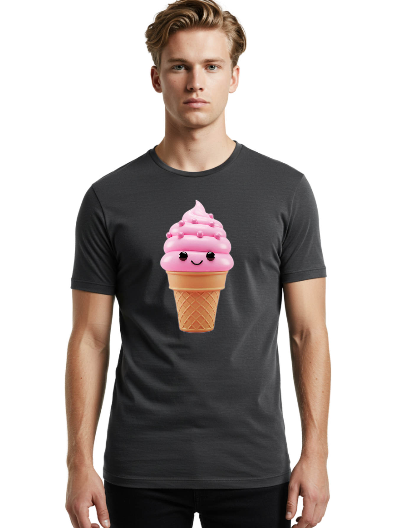 Pink-Ice-Cream-Cone Men'S Graphic Tee, 100% Cotton, Comfortable Casual Summer Wear, Machine Washable, Vintage Camera, Old Camera, Antique Camera, Black Camera, Classic Photography, Photography Equipment, Nostalgic Device, Film Camera, Baj688