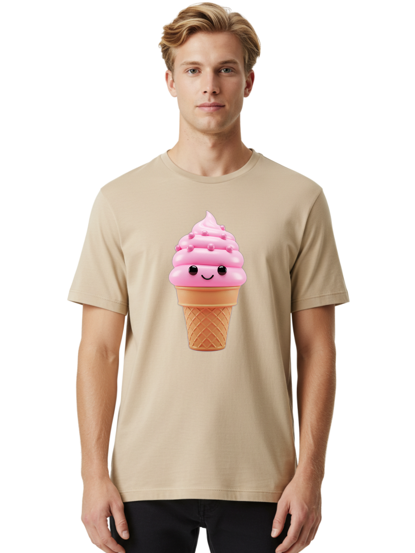 Pink-Ice-Cream-Cone Men'S Graphic Tee, 100% Cotton, Comfortable Casual Summer Wear, Machine Washable, Vintage Camera, Old Camera, Antique Camera, Black Camera, Classic Photography, Photography Equipment, Nostalgic Device, Film Camera, Baj688