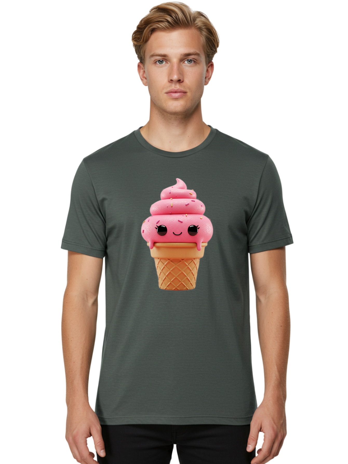 Pink-Ice-Cream Men'S Graphic Tee, 100% Cotton, Comfortable Casual Summer Wear, Machine Washable, Vintage Camera, Old Camera, Antique Camera, Black Camera, Classic Photography, Photography Equipment, Nostalgic Device, Film Camera, Camera Art Baj689