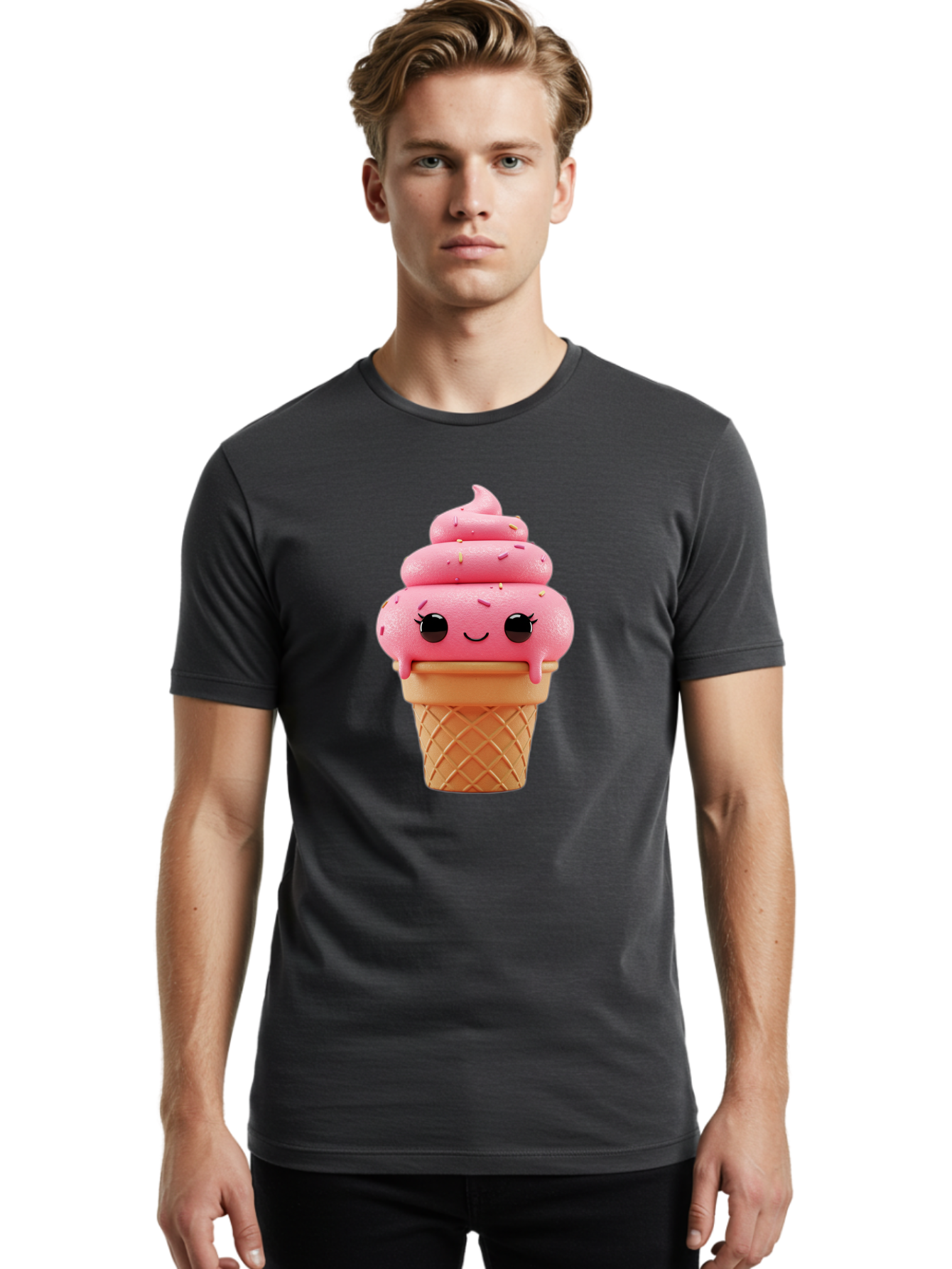 Pink-Ice-Cream Men'S Graphic Tee, 100% Cotton, Comfortable Casual Summer Wear, Machine Washable, Vintage Camera, Old Camera, Antique Camera, Black Camera, Classic Photography, Photography Equipment, Nostalgic Device, Film Camera, Camera Art Baj689