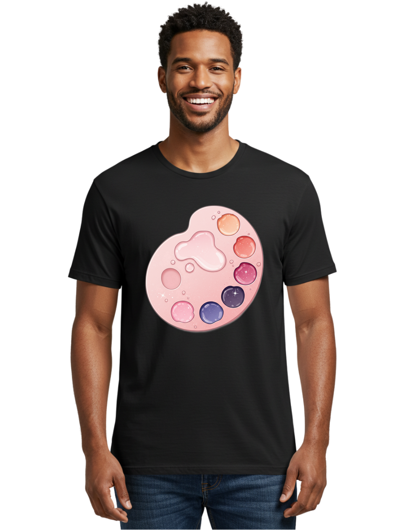 Pink-Painter-S-Palette Men'S Graphic Tee, 100% Cotton, Comfortable Casual Summer Wear, Machine Washable, Vintage Camera, Old Camera, Antique Camera, Black Camera, Classic Photography, Photography Equipment, Nostalgic Device, Film Camera, Baj691