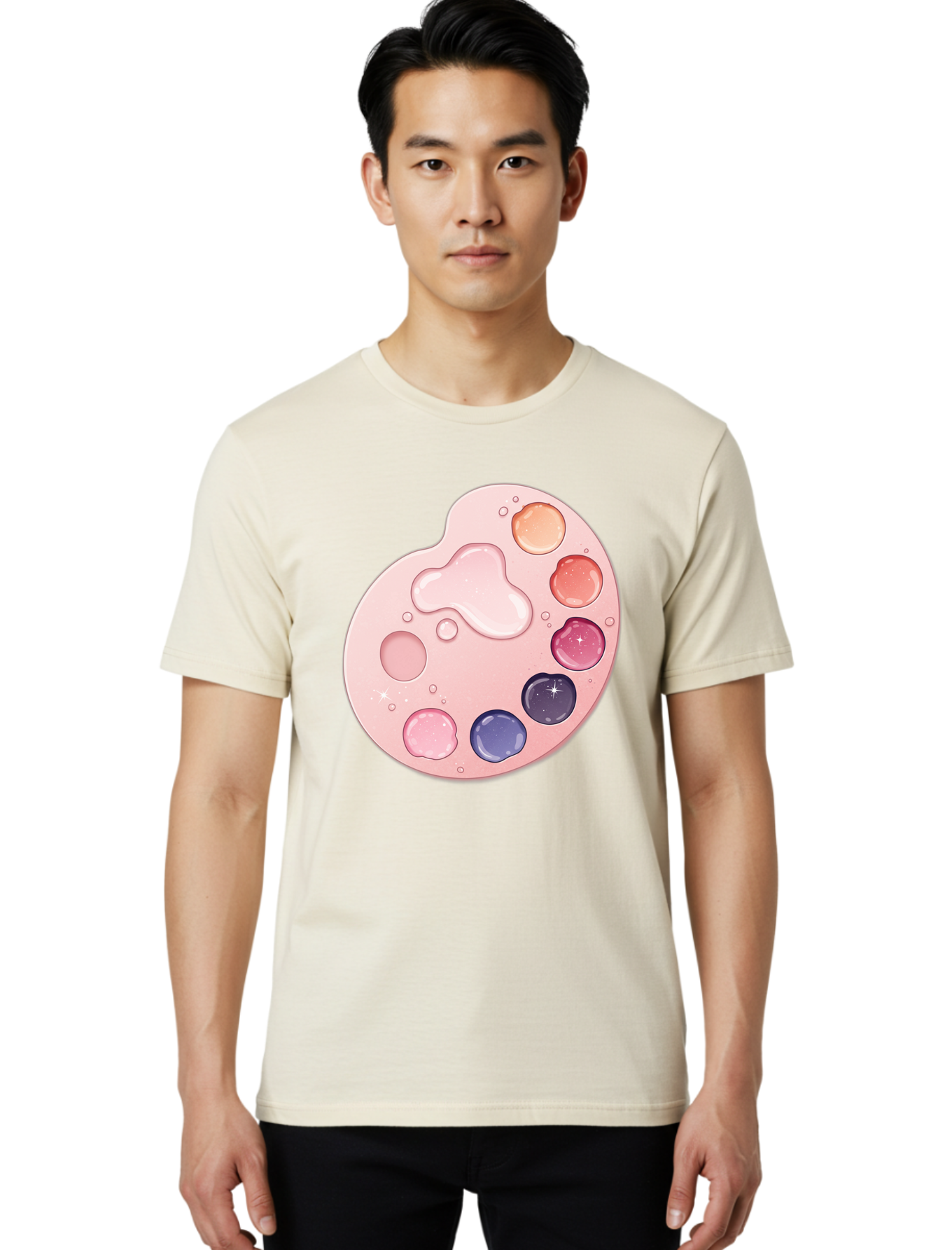Pink-Painter-S-Palette Men'S Graphic Tee, 100% Cotton, Comfortable Casual Summer Wear, Machine Washable, Vintage Camera, Old Camera, Antique Camera, Black Camera, Classic Photography, Photography Equipment, Nostalgic Device, Film Camera, Baj691