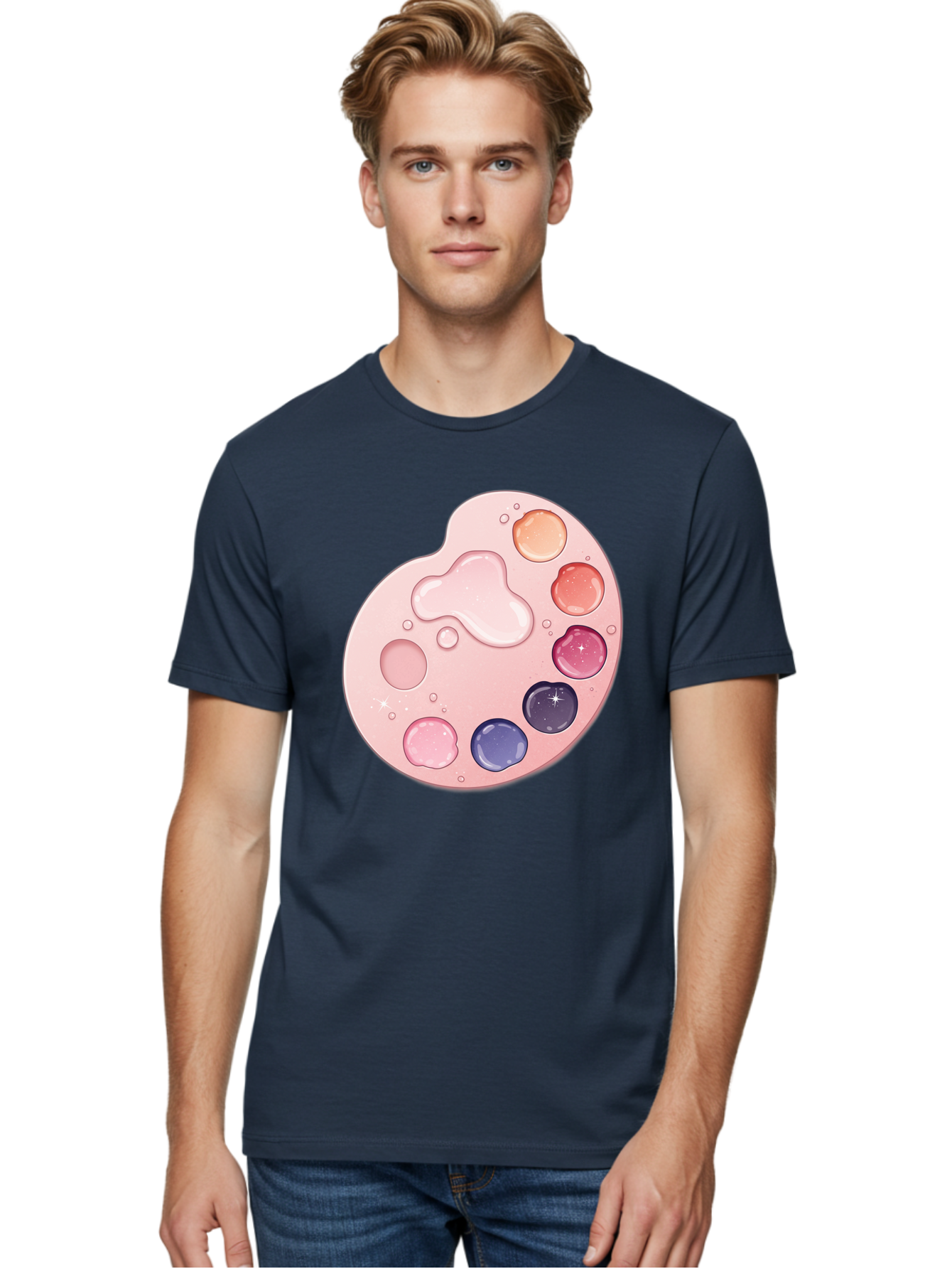 Pink-Painter-S-Palette Men'S Graphic Tee, 100% Cotton, Comfortable Casual Summer Wear, Machine Washable, Vintage Camera, Old Camera, Antique Camera, Black Camera, Classic Photography, Photography Equipment, Nostalgic Device, Film Camera, Baj691