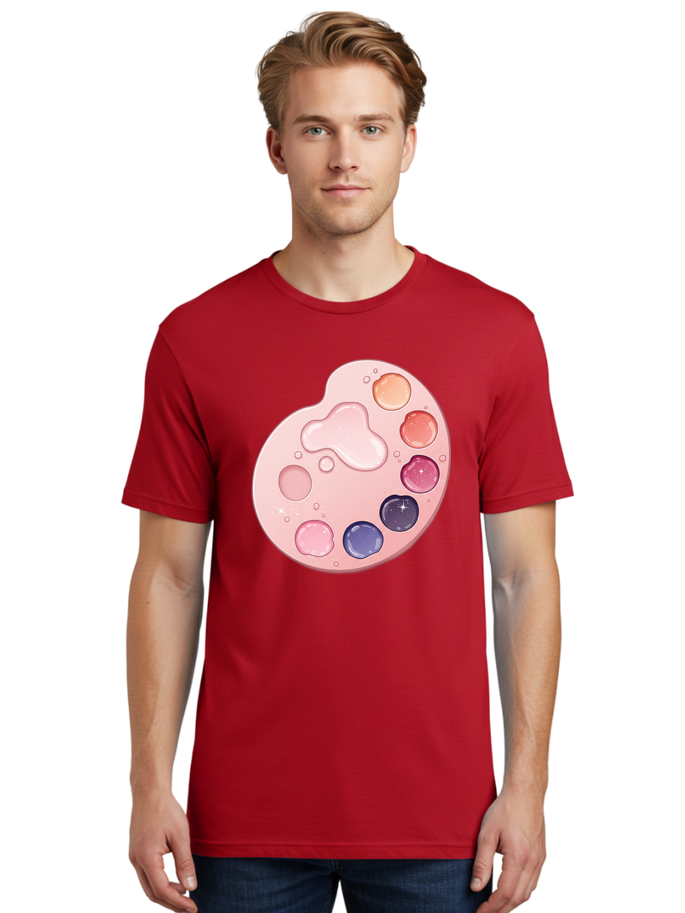 Pink-Painter-S-Palette Men'S Graphic Tee, 100% Cotton, Comfortable Casual Summer Wear, Machine Washable, Vintage Camera, Old Camera, Antique Camera, Black Camera, Classic Photography, Photography Equipment, Nostalgic Device, Film Camera, Baj691