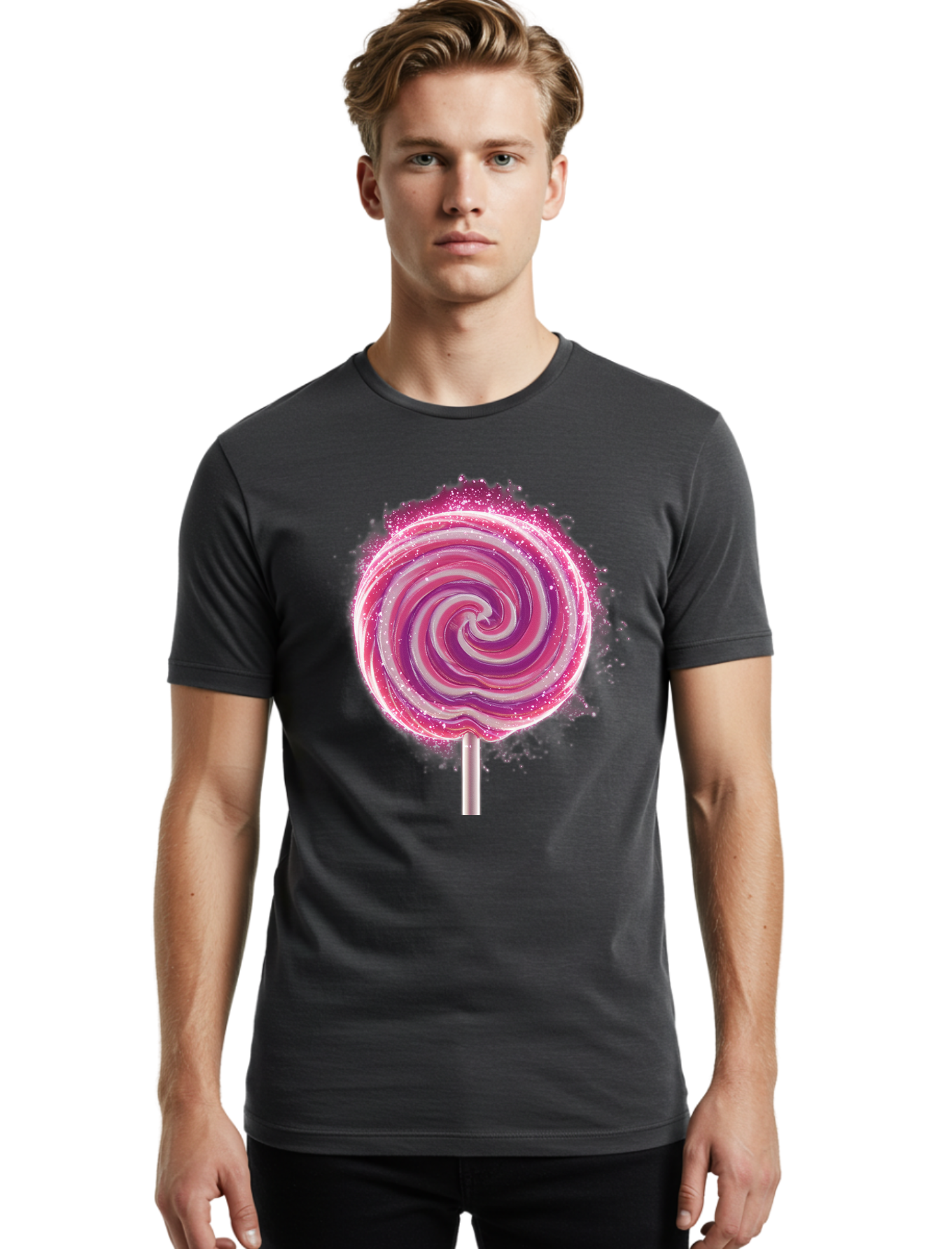 Pink-Swirl-Lollipop Men'S Graphic Tee, 100% Cotton, Comfortable Casual Summer Wear, Machine Washable, Vintage Camera, Old Camera, Antique Camera, Black Camera, Classic Photography, Photography Equipment, Nostalgic Device, Film Camera, Baj695
