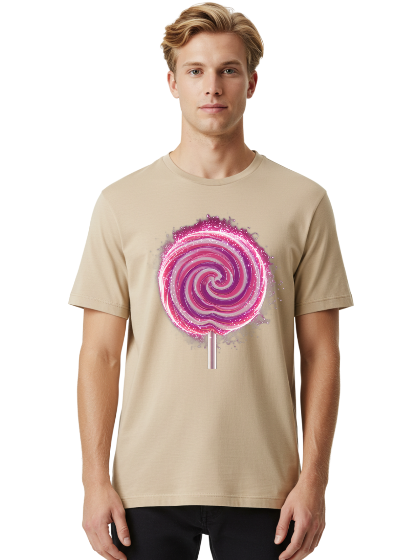 Pink-Swirl-Lollipop Men'S Graphic Tee, 100% Cotton, Comfortable Casual Summer Wear, Machine Washable, Vintage Camera, Old Camera, Antique Camera, Black Camera, Classic Photography, Photography Equipment, Nostalgic Device, Film Camera, Baj695