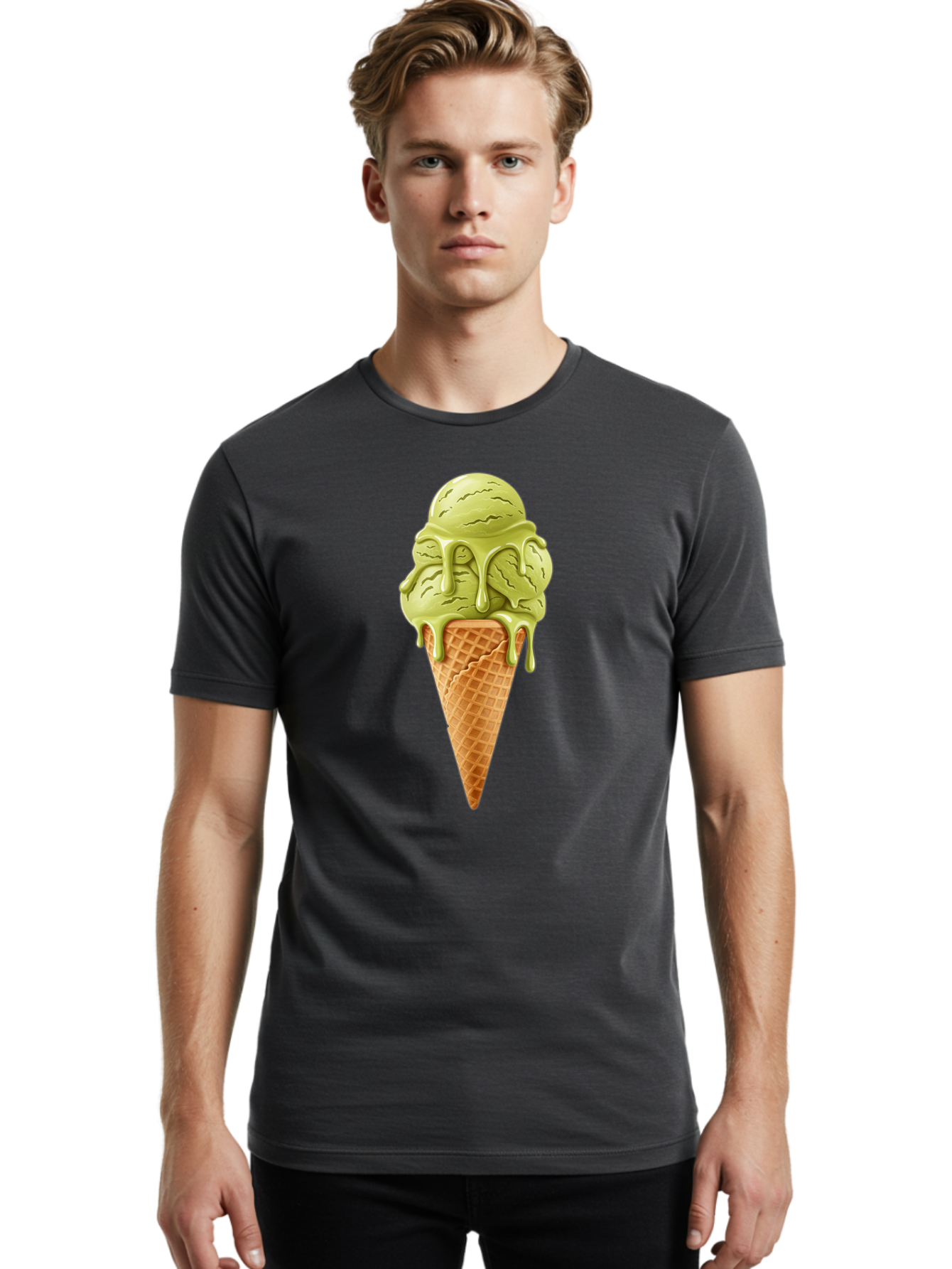 Pistachio-Ice-Cream-Cone Men'S Graphic Tee, 100% Cotton, Comfortable Casual Summer Wear, Machine Washable, Vintage Camera, Old Camera, Antique Camera, Black Camera, Classic Photography, Photography Equipment, Nostalgic Device, Film Camera, Baj697