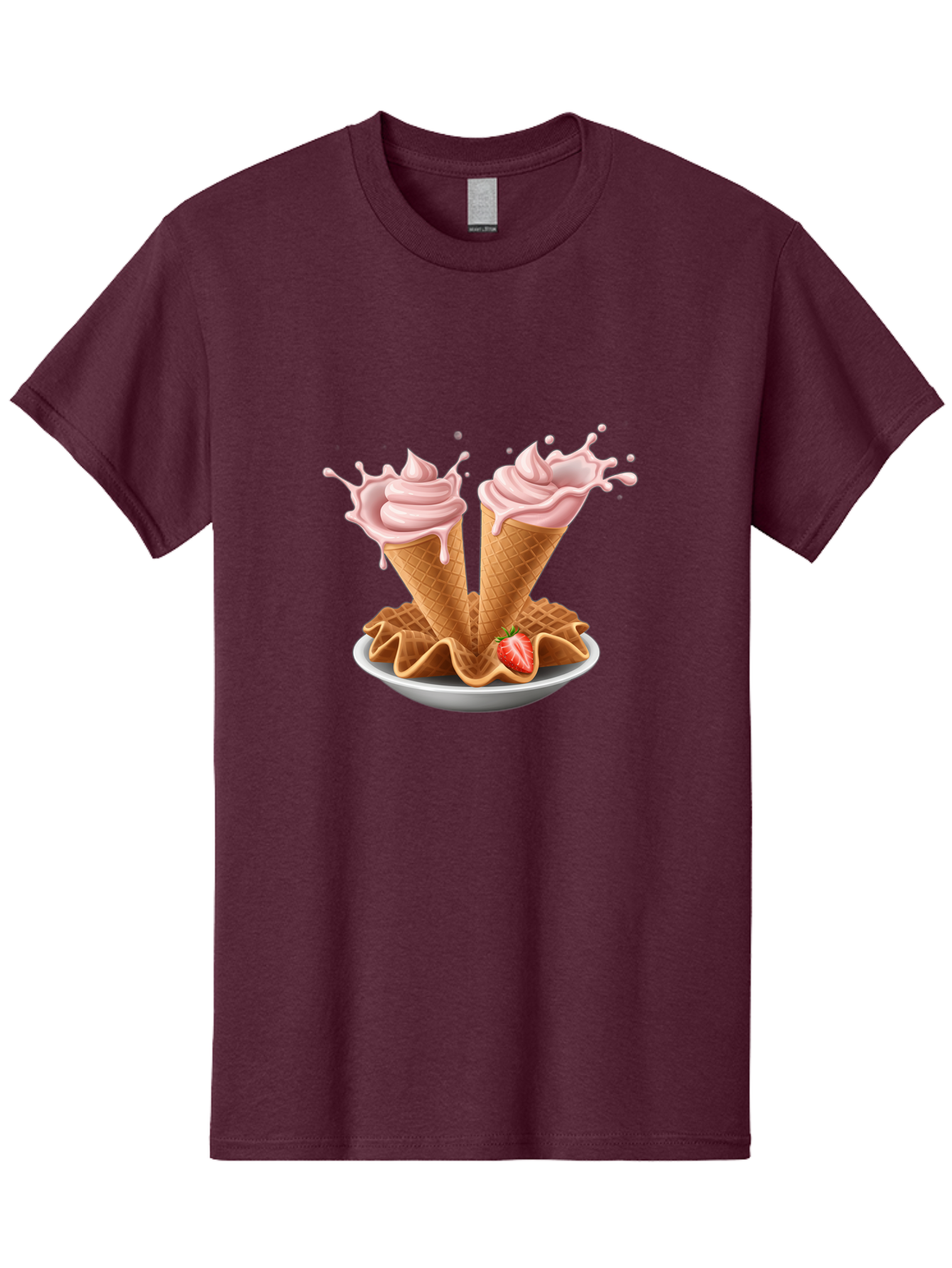 Strawberry-Ice-Cream-Cones-3 Men'S Graphic Tee, 100% Cotton, Comfortable Casual Summer Wear, Machine Washable, Vintage Camera, Old Camera, Antique Camera, Black Camera, Classic Photography, Photography Equipment, Nostalgic Device, Film Camera, Baj805