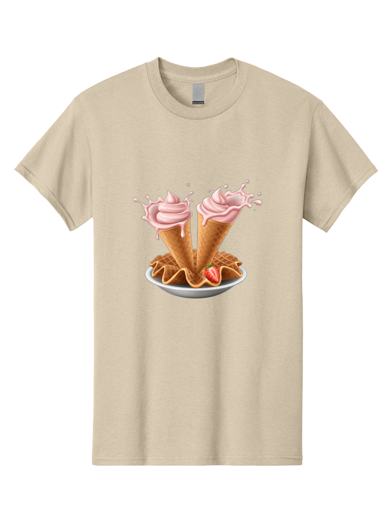 Strawberry-Ice-Cream-Cones-3 Men'S Graphic Tee, 100% Cotton, Comfortable Casual Summer Wear, Machine Washable, Vintage Camera, Old Camera, Antique Camera, Black Camera, Classic Photography, Photography Equipment, Nostalgic Device, Film Camera, Baj805