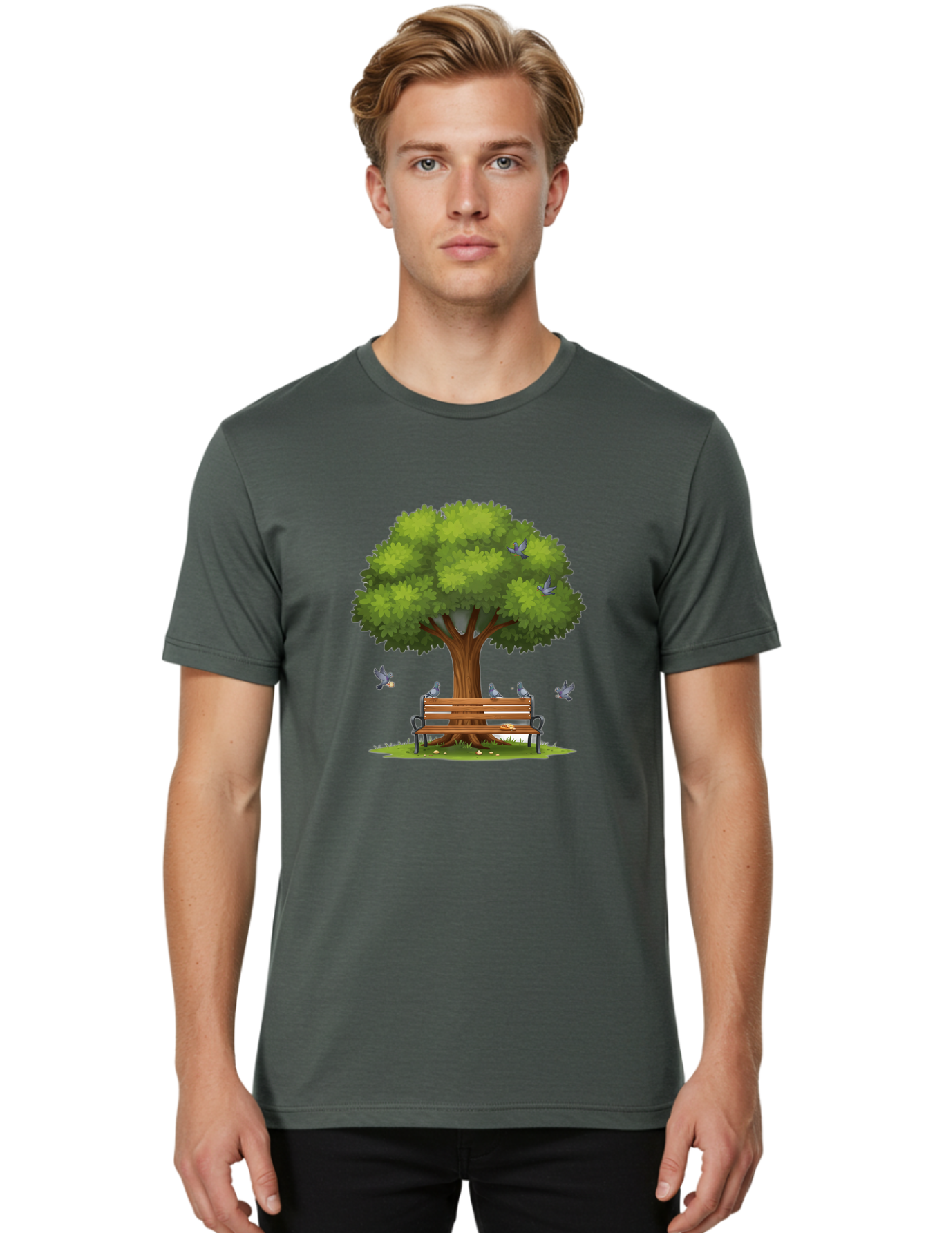 Tree-And-Bench Men'S Graphic Tee, 100% Cotton, Comfortable Casual Summer Wear, Machine Washable, Vintage Camera, Old Camera, Antique Camera, Black Camera, Classic Photography, Photography Equipment, Nostalgic Device, Film Camera, Camera Art Baj826