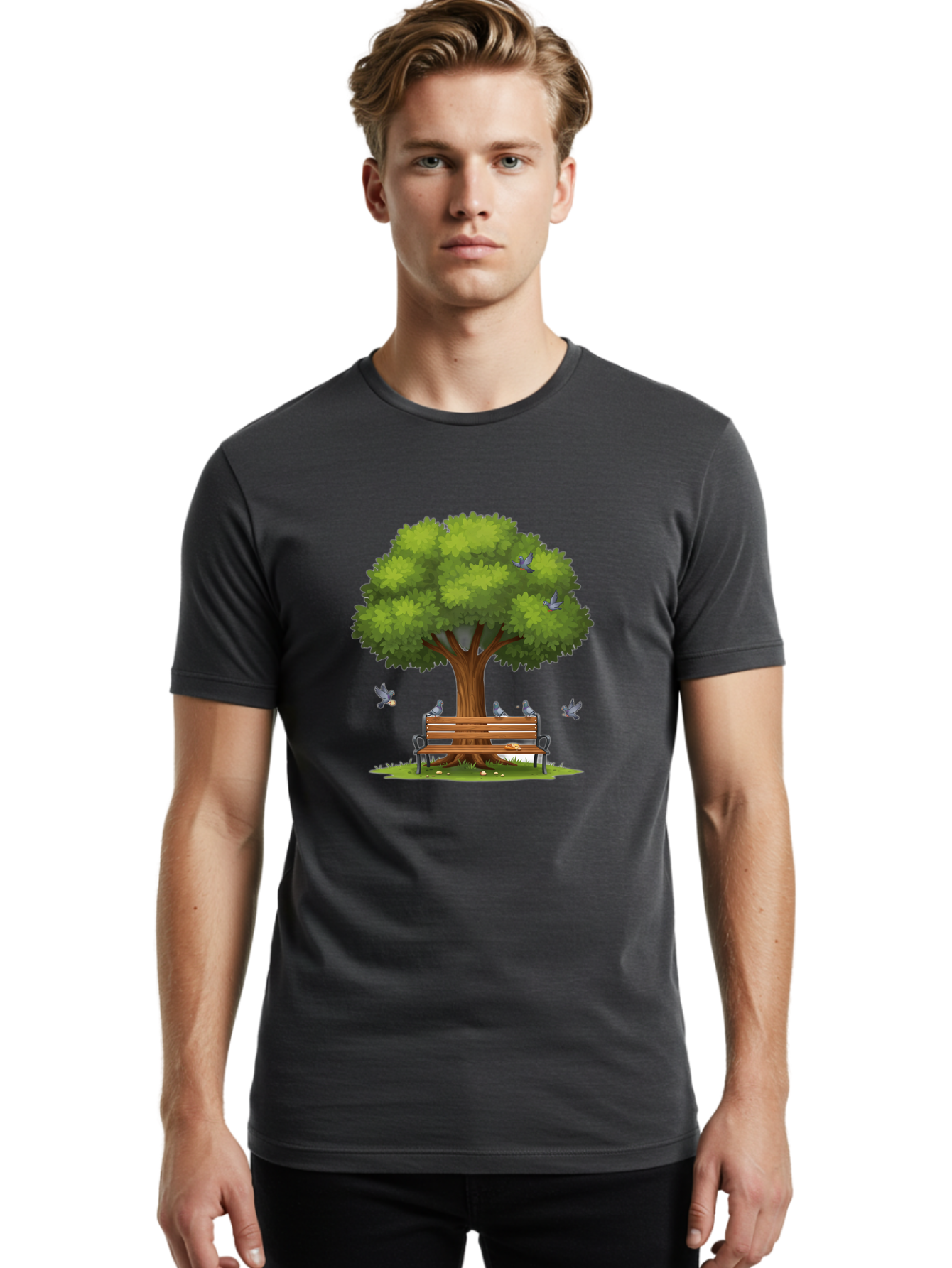 Tree-And-Bench Men'S Graphic Tee, 100% Cotton, Comfortable Casual Summer Wear, Machine Washable, Vintage Camera, Old Camera, Antique Camera, Black Camera, Classic Photography, Photography Equipment, Nostalgic Device, Film Camera, Camera Art Baj826