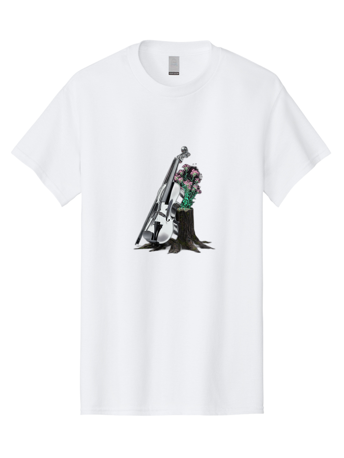 Violin-On-Tree-Stump-1 Men'S Graphic Tee, 100% Cotton, Comfortable Casual Summer Wear, Machine Washable, Vintage Camera, Old Camera, Antique Camera, Black Camera, Classic Photography, Photography Equipment, Nostalgic Device, Film Camera, Baj851